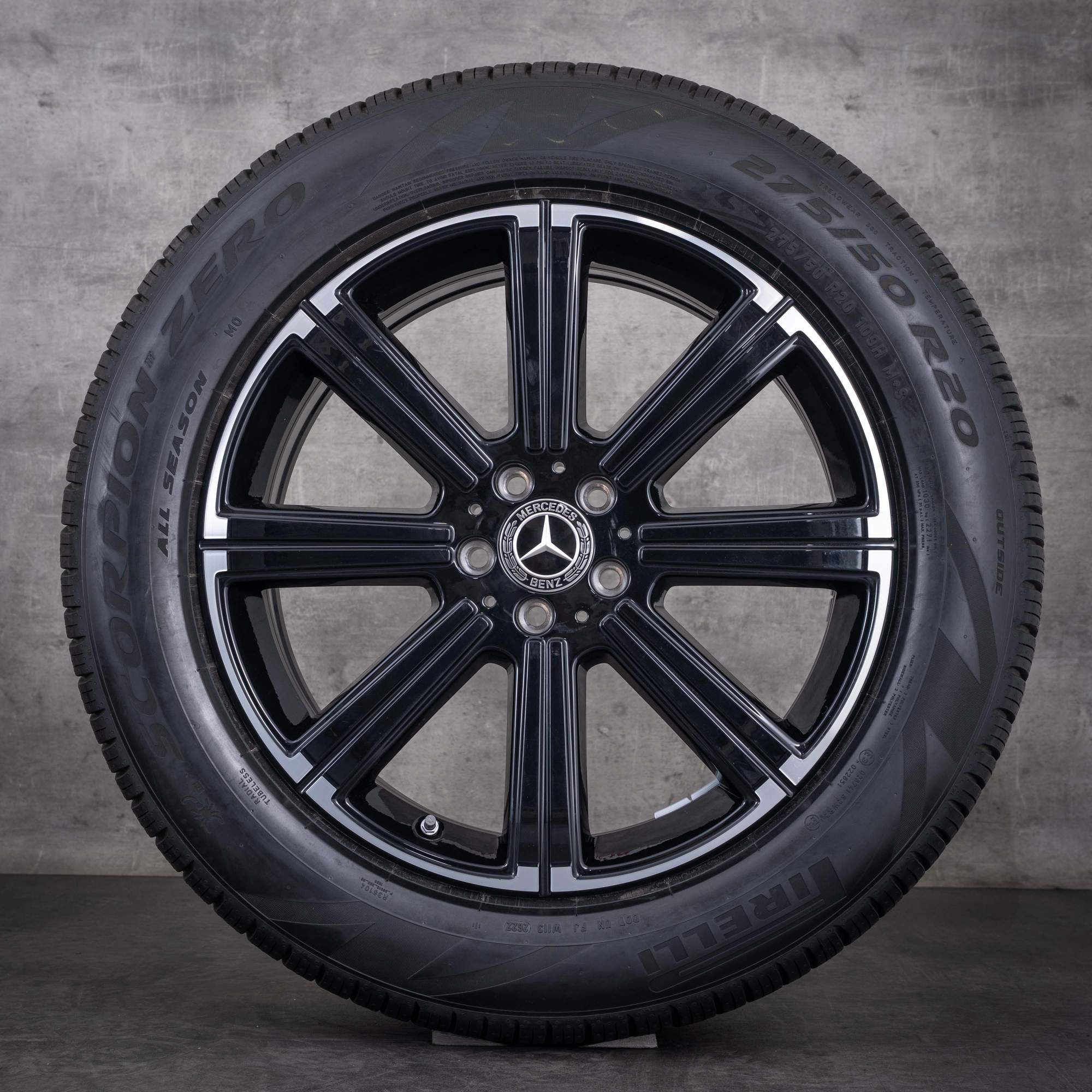 Original Mercedes-Benz GLS-fälgar 20 tum X167 sommarhjul A1674010900 svarta frontpolerade NYA