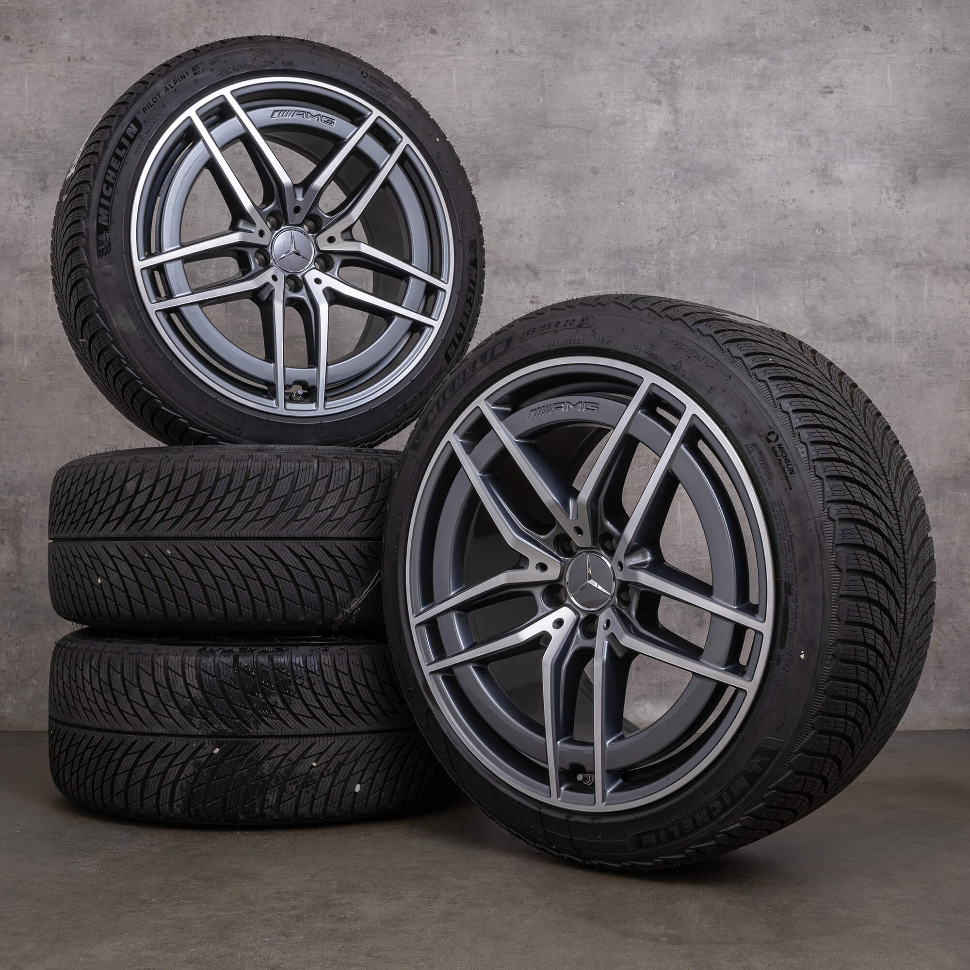 Originální zimni alu kola AMG Mercedes Benz SL 43 55 63 20" disky R232 A2324012100 A2324012200 himalaya šedá lesklá soustružená