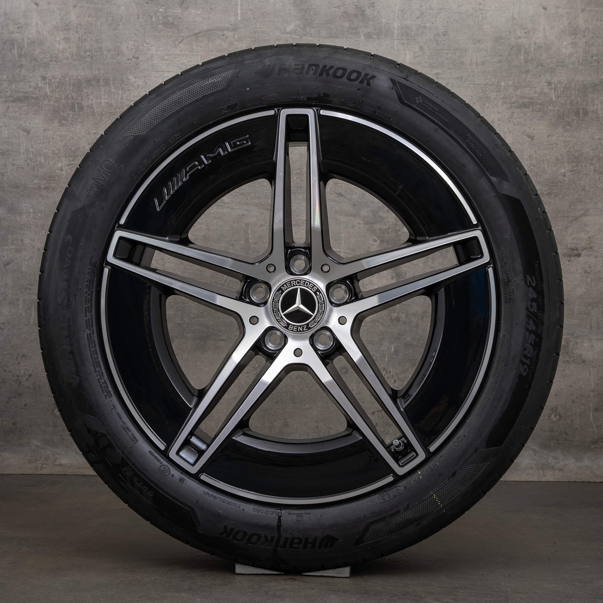 Originale Mercedes Benz E-Klasse AMG fælge 19 tommer W214 S214 sommerhjul A2144010300 sort højglans