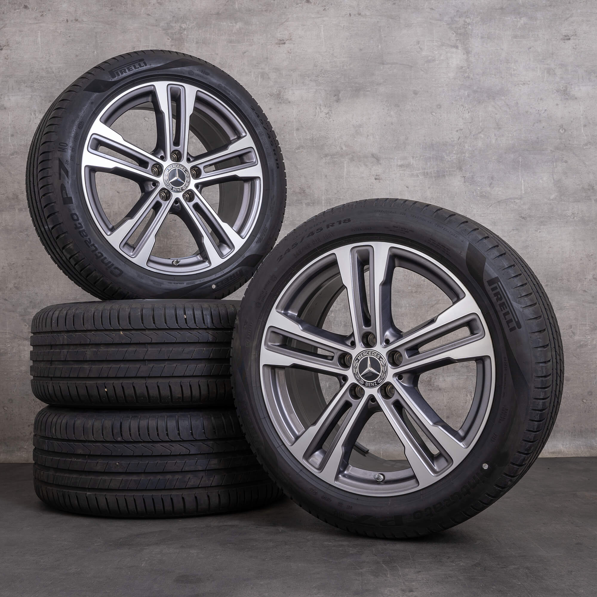 Jantes originais Mercedes Benz Classe E AMG de 18 polegadas W213 S213 C238 A238 jantes verão A2134015700 himalaia cinzento brilhante torneado