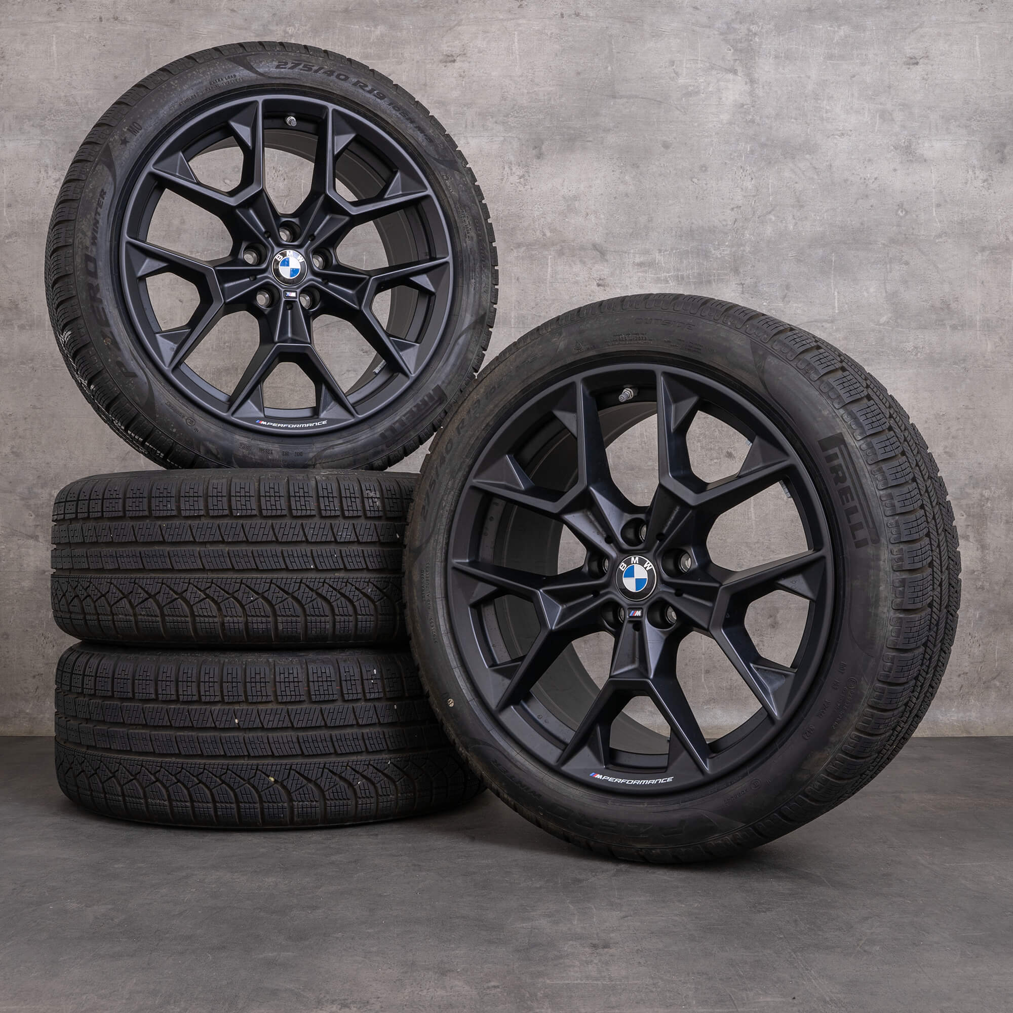 Originale BMW i5 vinterhjul 19 tommer G61 fælge Styling 942 M 5A324F4 5A47160 sort mat