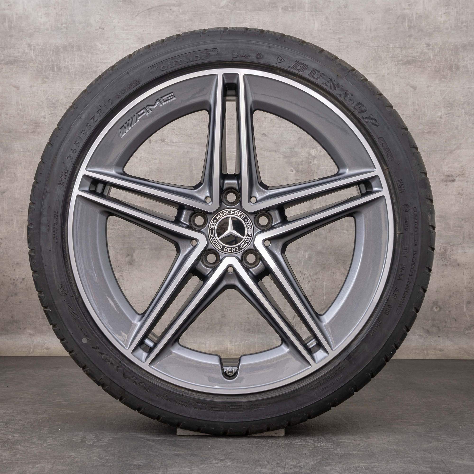 Oryginał Mercedes Benz Klasa C63 i S AMG felgi 19 cali W205 S205 koła letnie A2054010501 A2054010601 himalaya szary polerowane