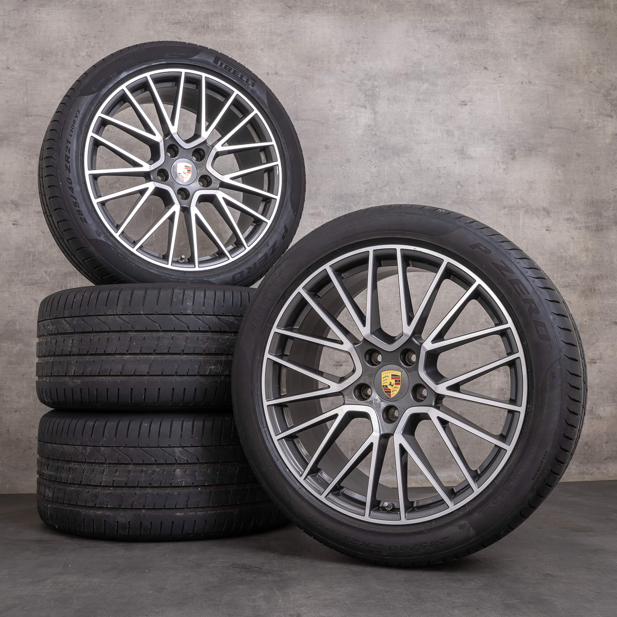 Jantes originales Porsche Cayenne 21 pouces Turbo GTS Sommerrder RS Spyder 9Y0601025K 9Y0601025L titane brillant