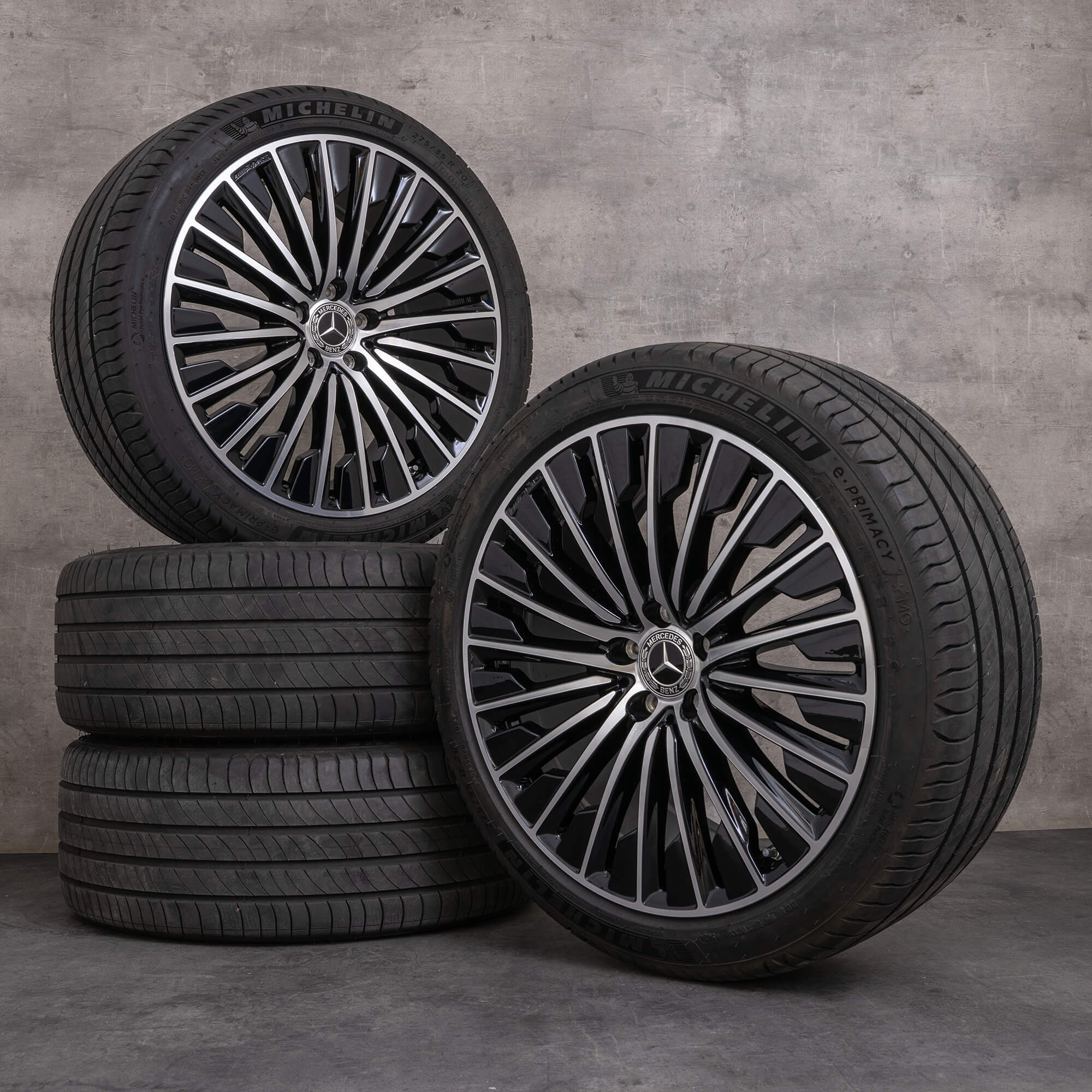 Originale Mercedes Benz E-Klasse AMG sommerhjul 20 tommer W214 S214 fælge A2144010500 A2144010600 sort poleret
