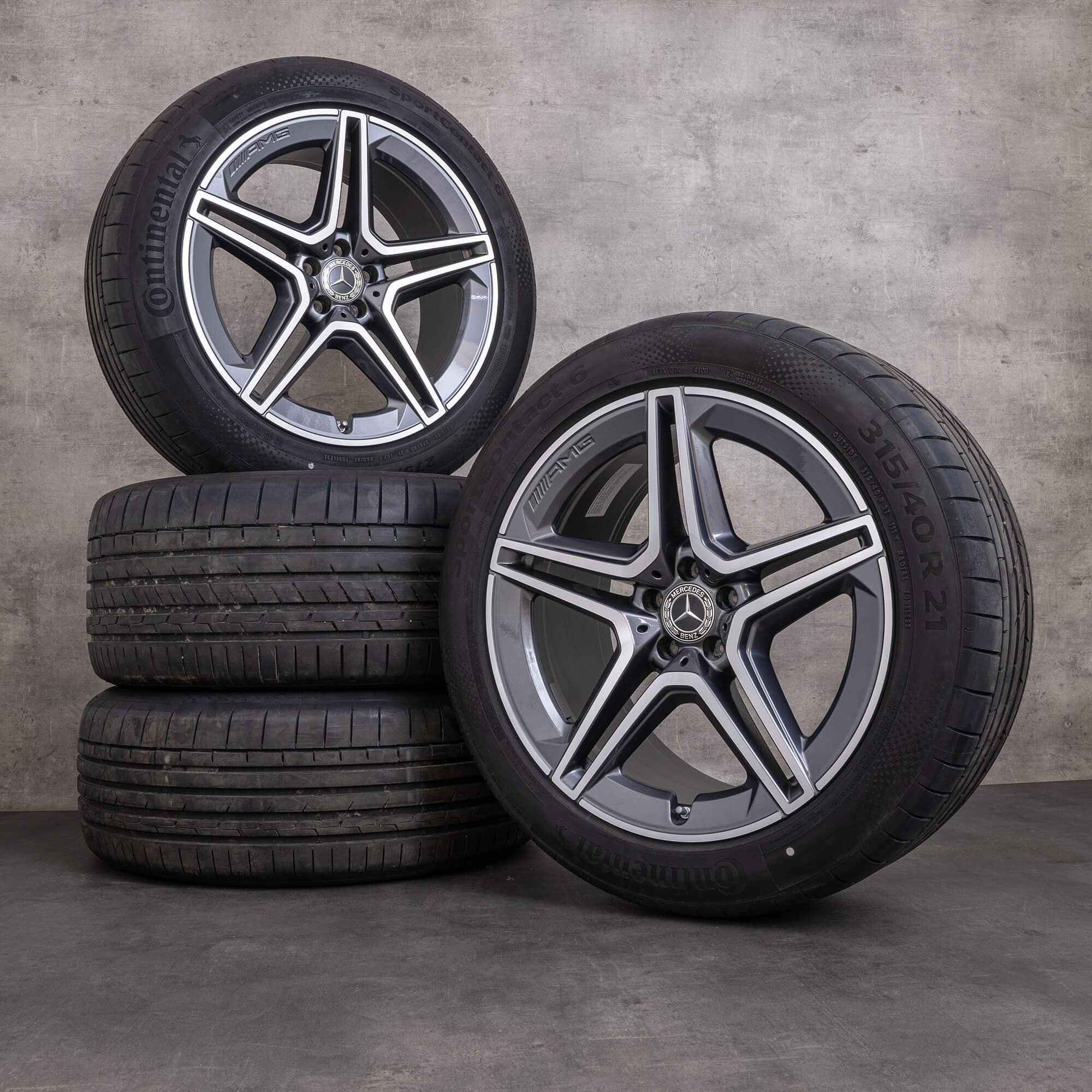 Original Mercedes Benz GLS & 63 AMG Felgen 21 Zoll W163 X167 Sommerräder A1674017300 A1674017400 himalaya grey glanzgedreht