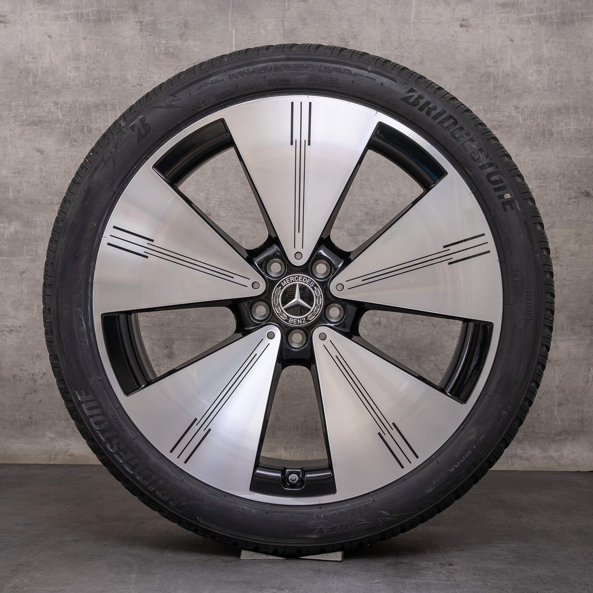 Original Mercedes Benz EQS Winterrder 21 pulgadas V297 llantas A2974011100 negro brillante torneado