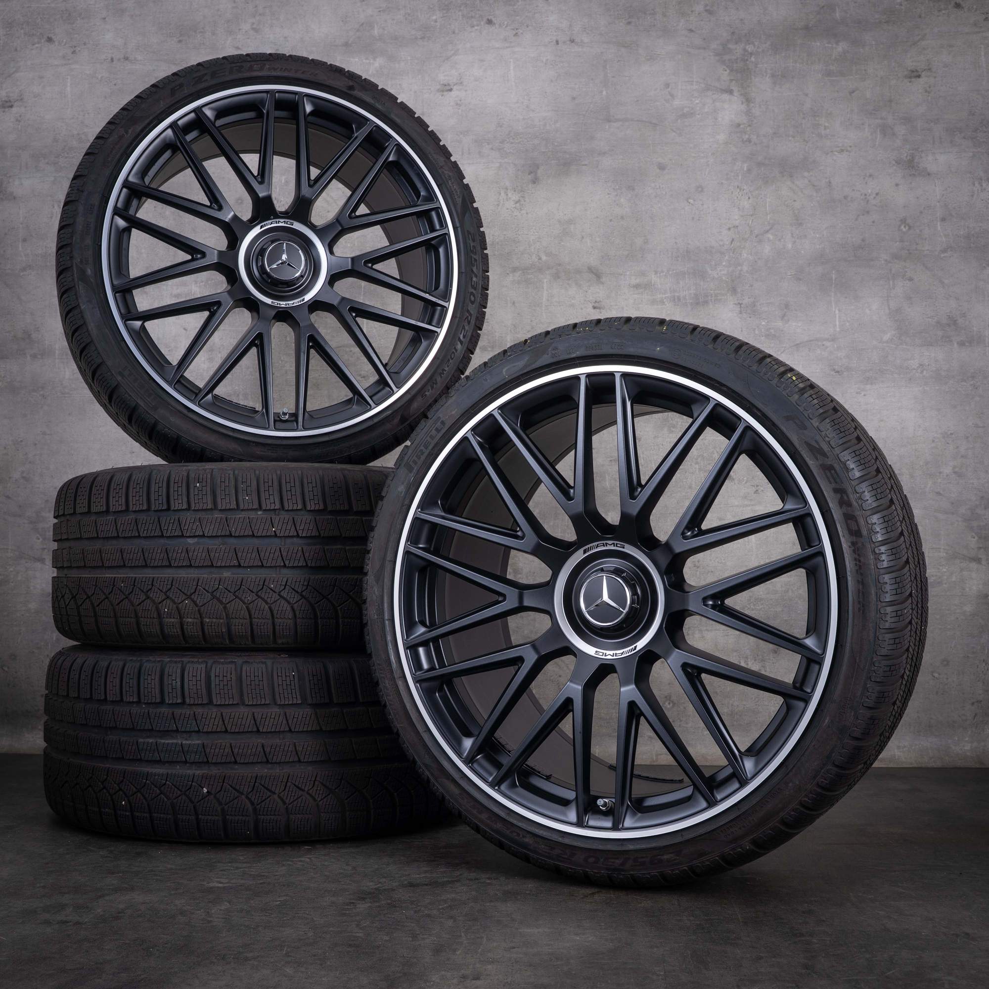 OEM Mercedes-Benz SL 43 55 63 AMG winter wheels 21inch R232 4MATIC+ rims A2324012900 A2324013000 Matte Black Diamond Cut Edges