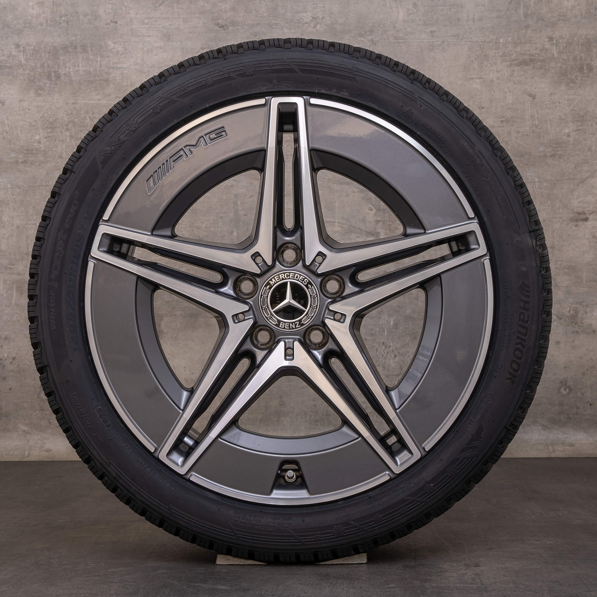 Original Mercedes Benz C-Klasse AMG Winterräder 18 Zoll W206 S206 Felgen A2064011700 A2064011800 himalaya grey glanzgedreht