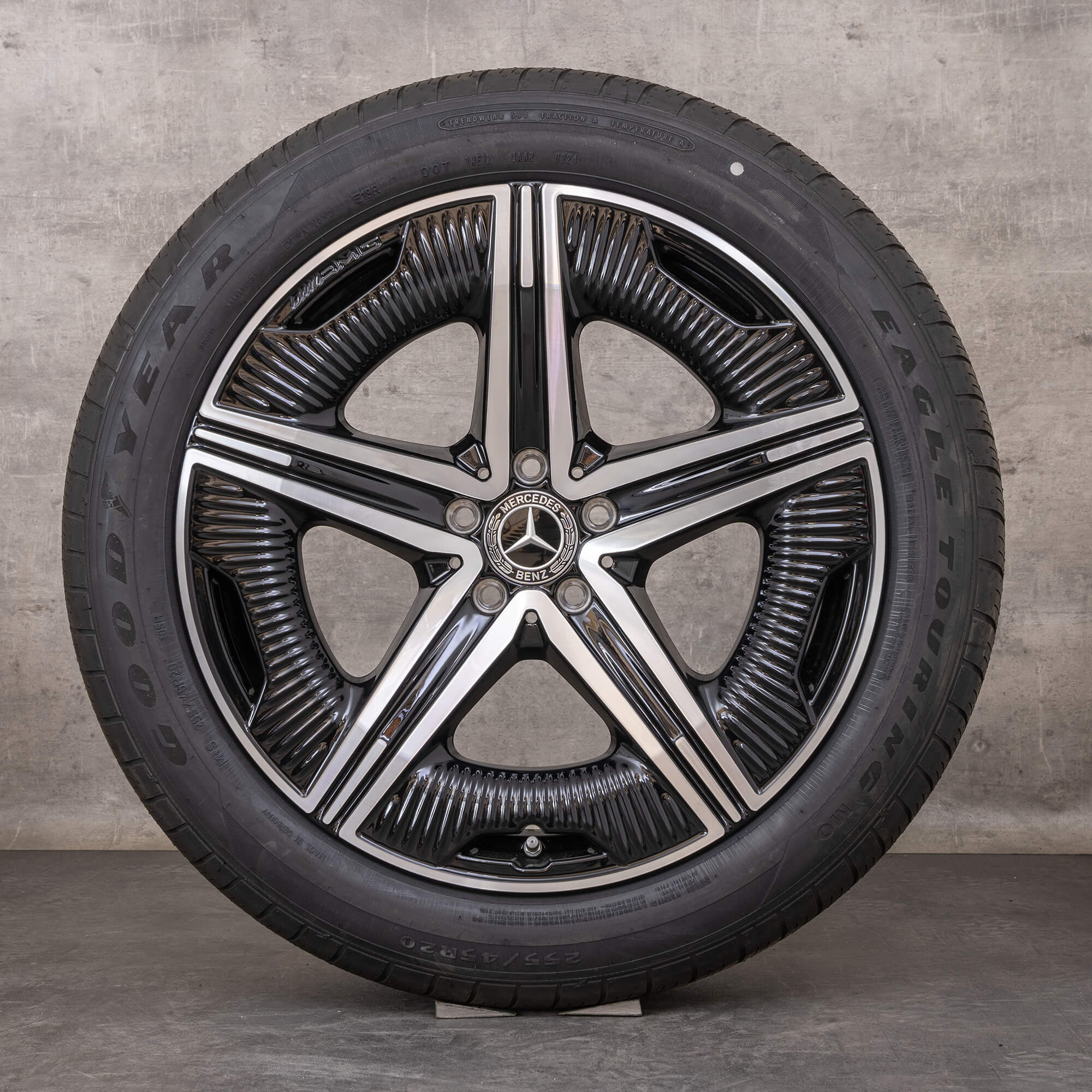 Oryginalne felgi Mercedes Benz EQS 20 cali V297 koła letnie A2974012300 czarne polerowane toczone