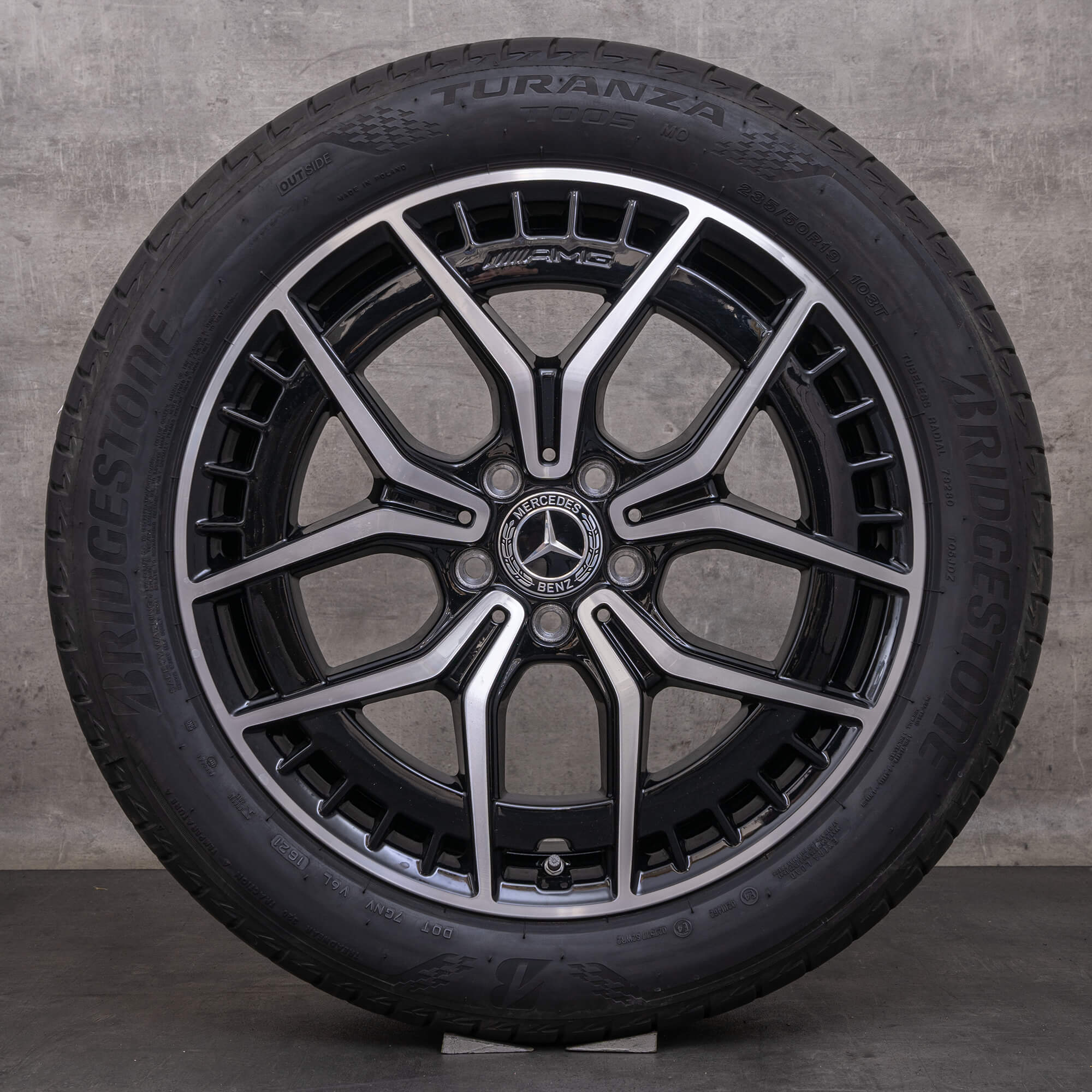 Oryginał Mercedes Benz EQA EQB AMG felgi 19 cali H243 X243 koła letnie A2434010500 czarne Polerowane