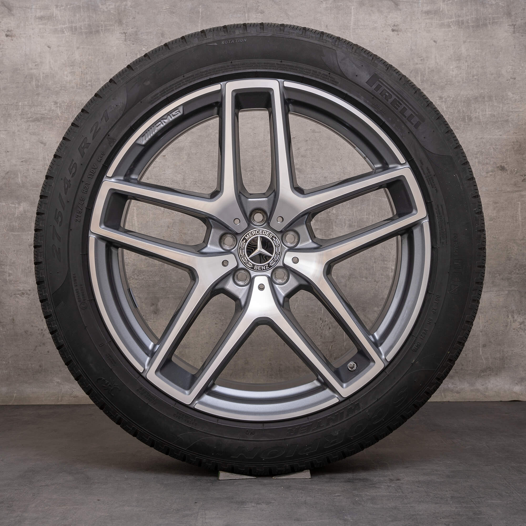 Oryginał Mercedes Benz GLE & 43 63 S AMG koła zimowe 21 cali C292 felgi A2924012900 A2924011700 himalaya szary Polerowane