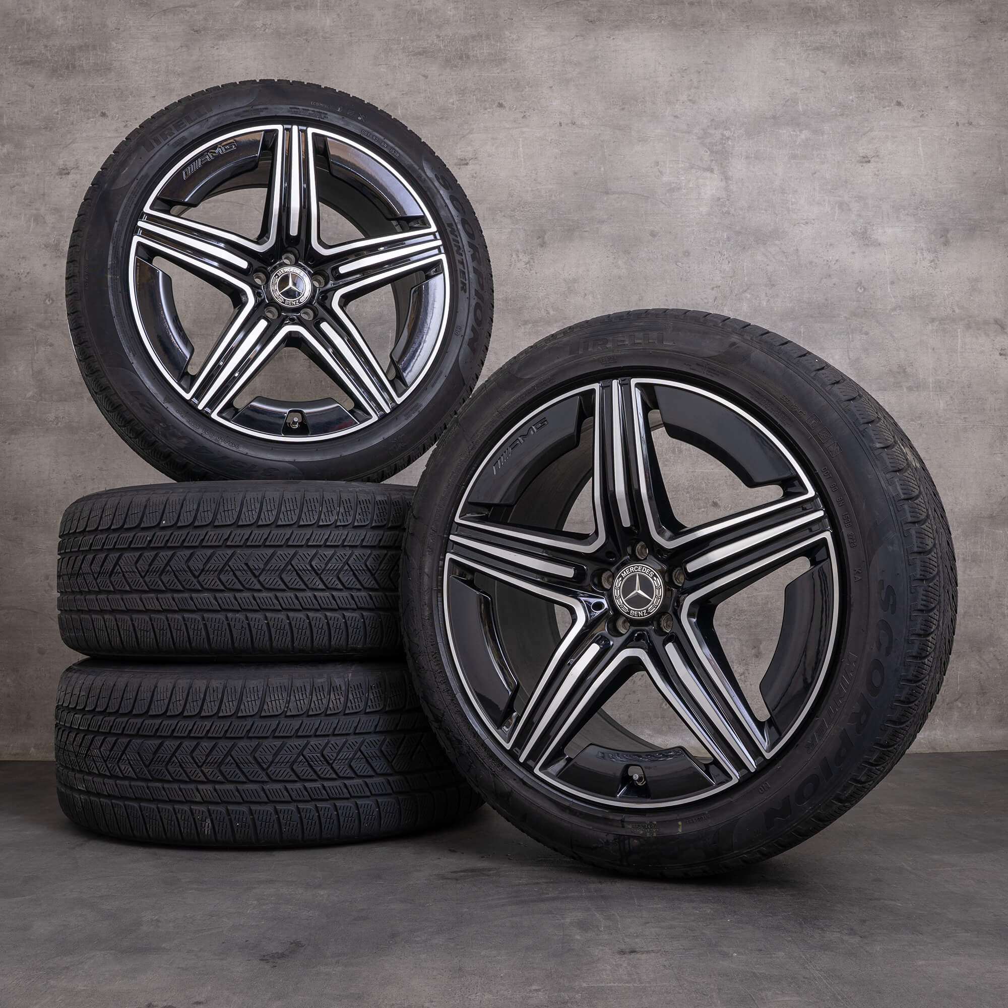 Originální zimni alu kola Mercedes Benz GLE AMG 21" V167 C167 disky A1674014301 A1674014401 černé lesklé soustružené