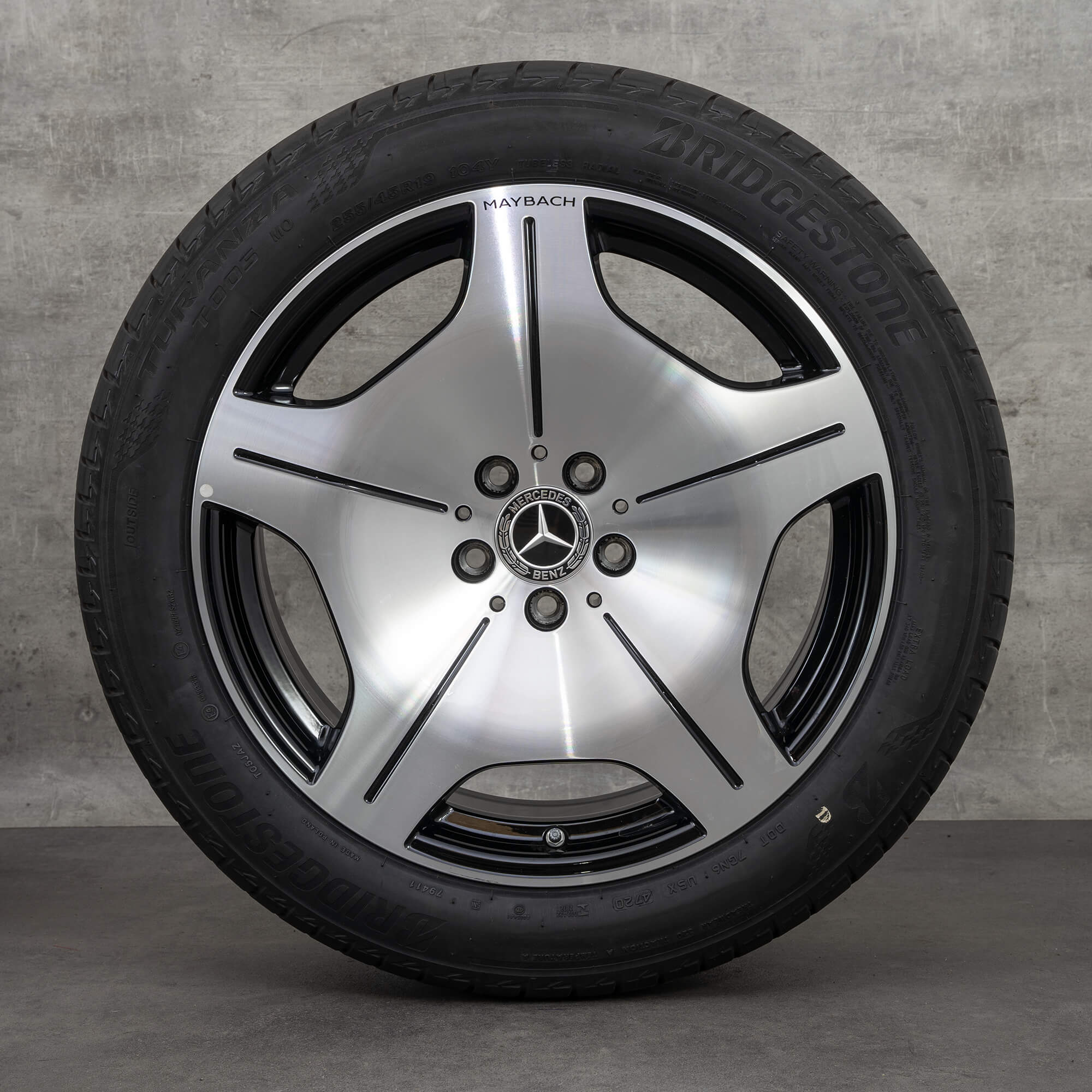 Llantas originales Mercedes Maybach Clase S 19 pulgadas Z223 W223 llantas de verano A2234016900 negro brillante torneado NUEVO