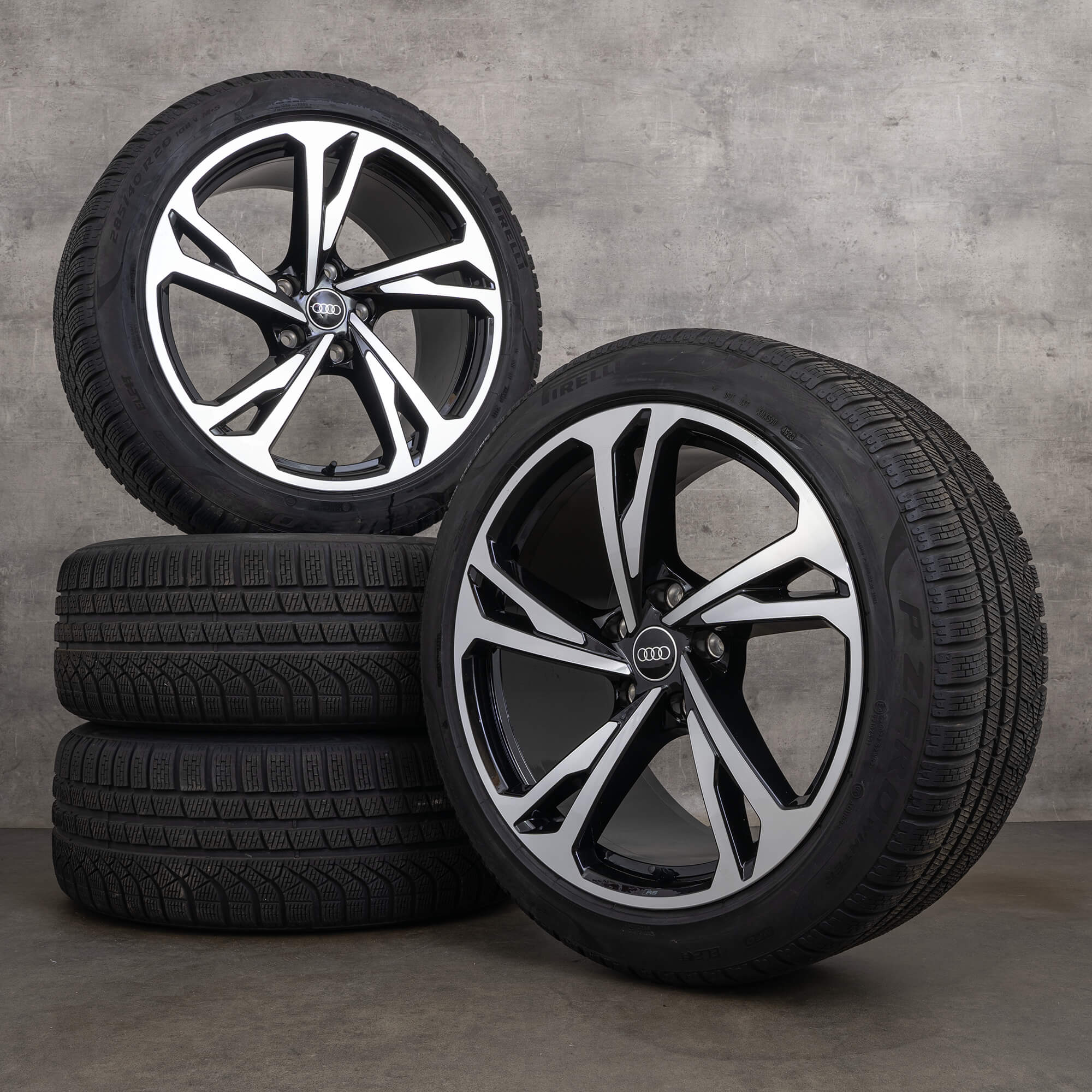 Originale Audi e-tron GT vinterhjul 20-tommers FW felger 4J3601025AN 4J3601025AM svart høyglans