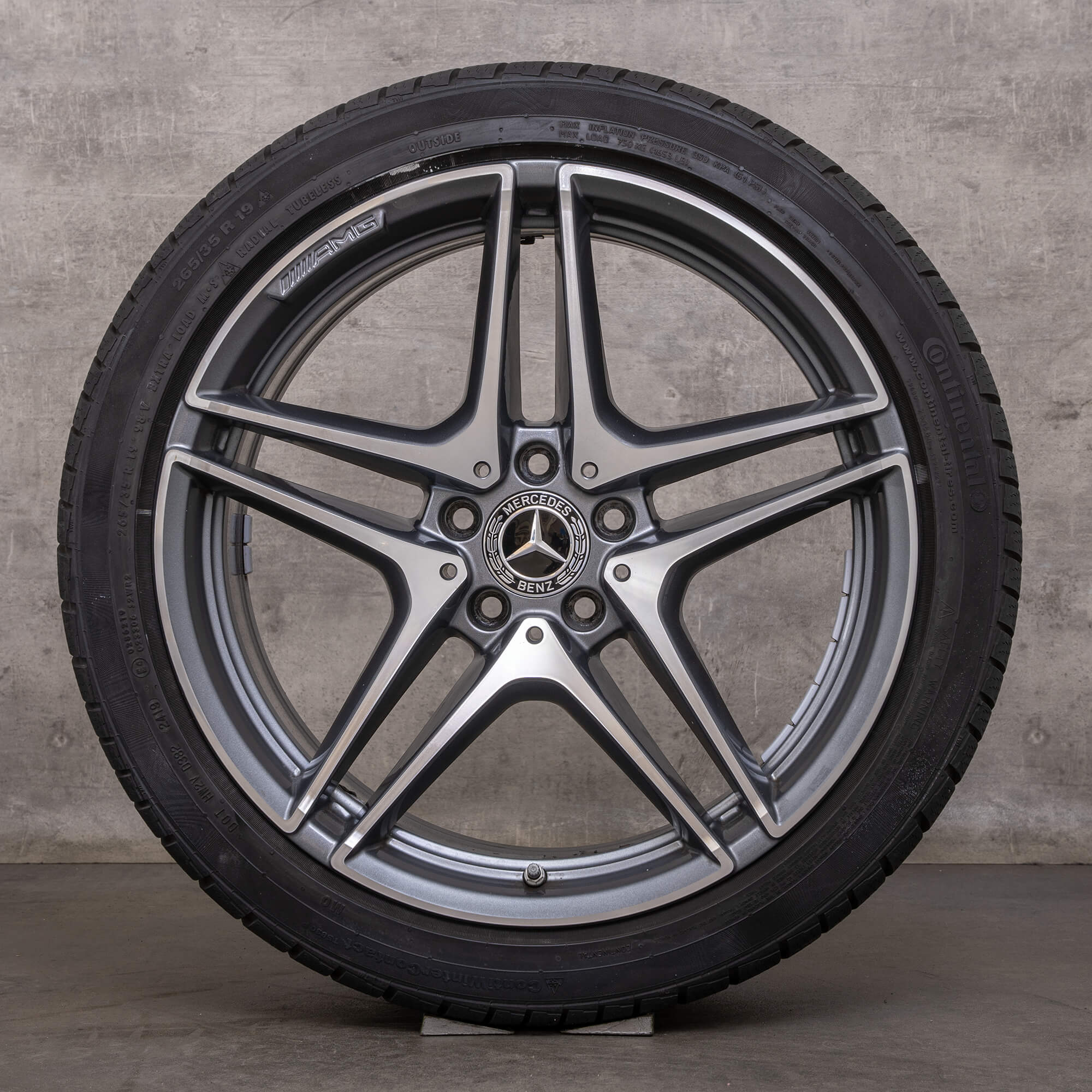 Jantes de inverno Mercedes Benz Classe C C63 & S AMG 19 polegadas W205 S205 jantes A2054011900 A2054012000 himalaia cinzento brilhante torneado