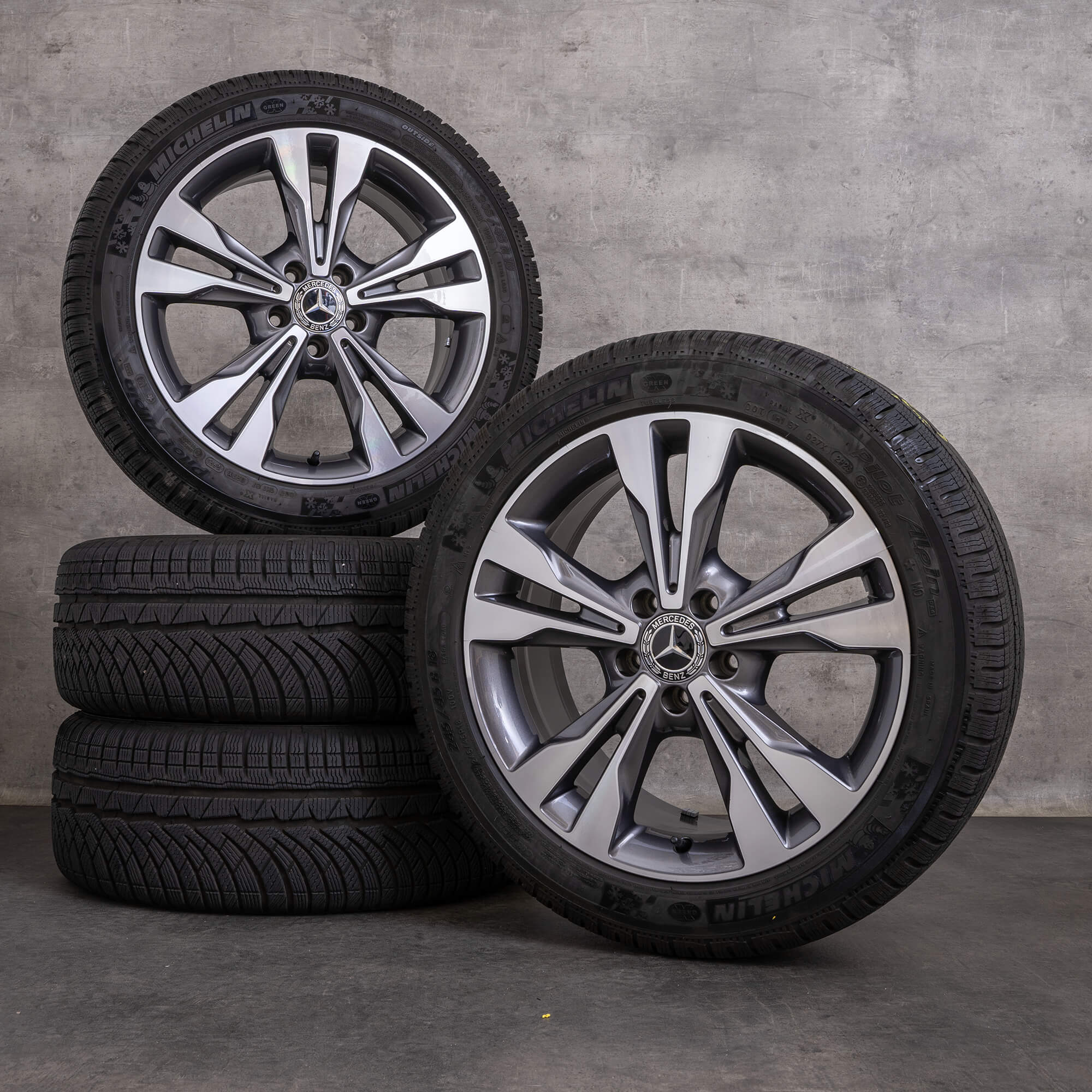 OEM Mercedes Benz V-Class snow tire packages 18 inch W447 Vito Viano Rims A4474014400 himalaya grey glossy turned