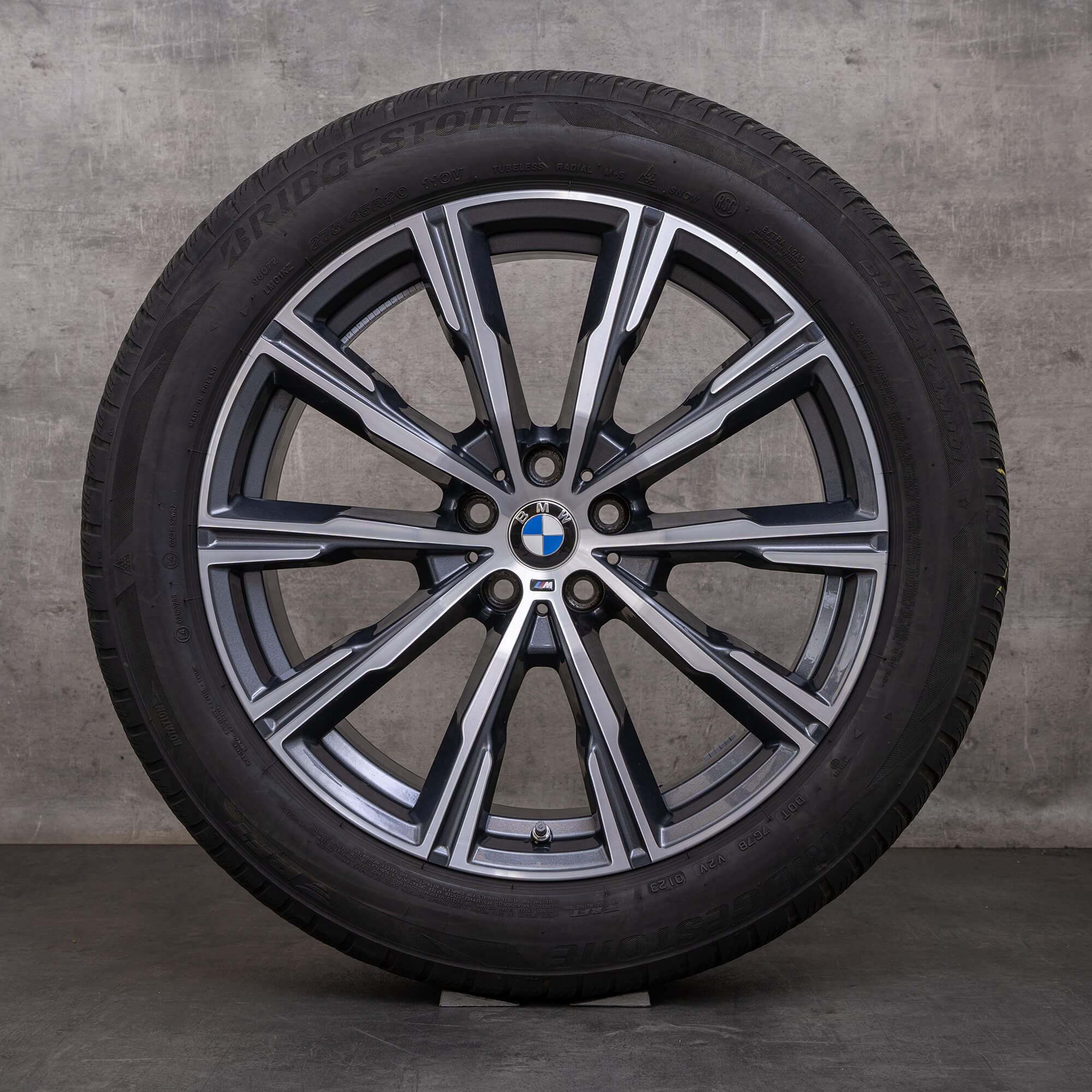 Jantes e pneus inverno originais BMW X5 X6 20 polegadas G05 G06 jantes Styling 740 M 8071996 orbit grey glossy turned