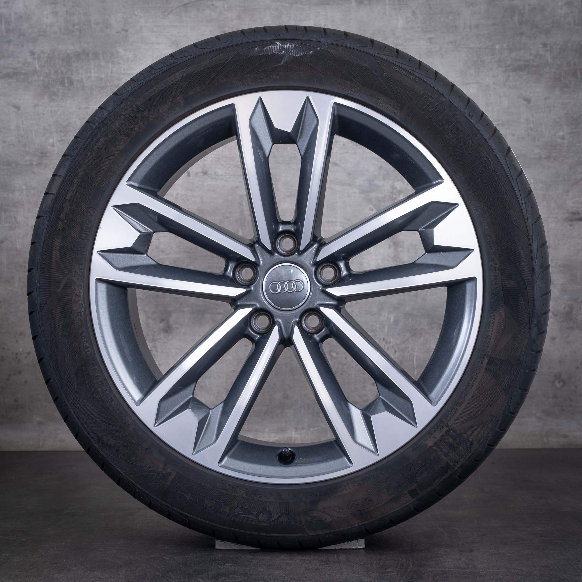 OEM Audi A4 18inch 8W B9 Allroad summer wheels 8W9601025C titanium front diamond cut - wheel 4 of 4