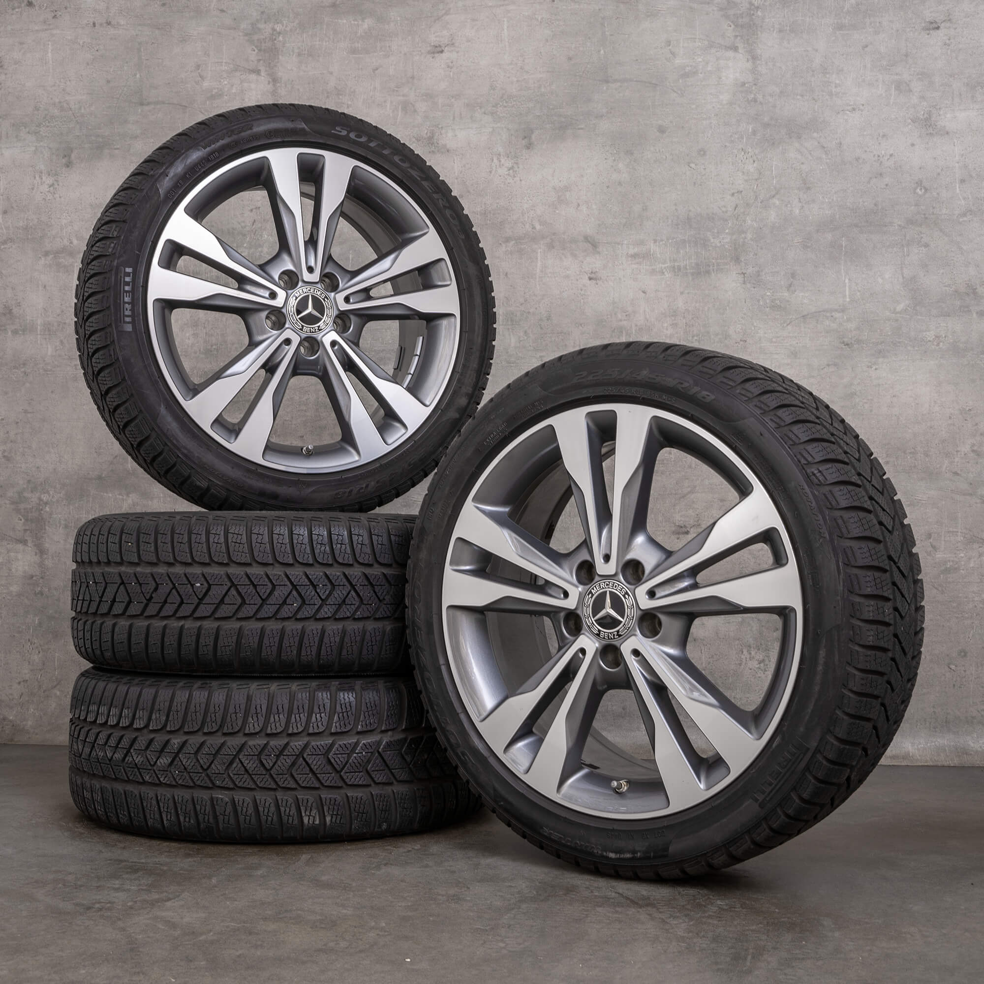 Original Mercedes Benz C-Klasse Winterräder W205 S205 C205 A205 Felgen A2054012802 himalaya grey glanzgedreht