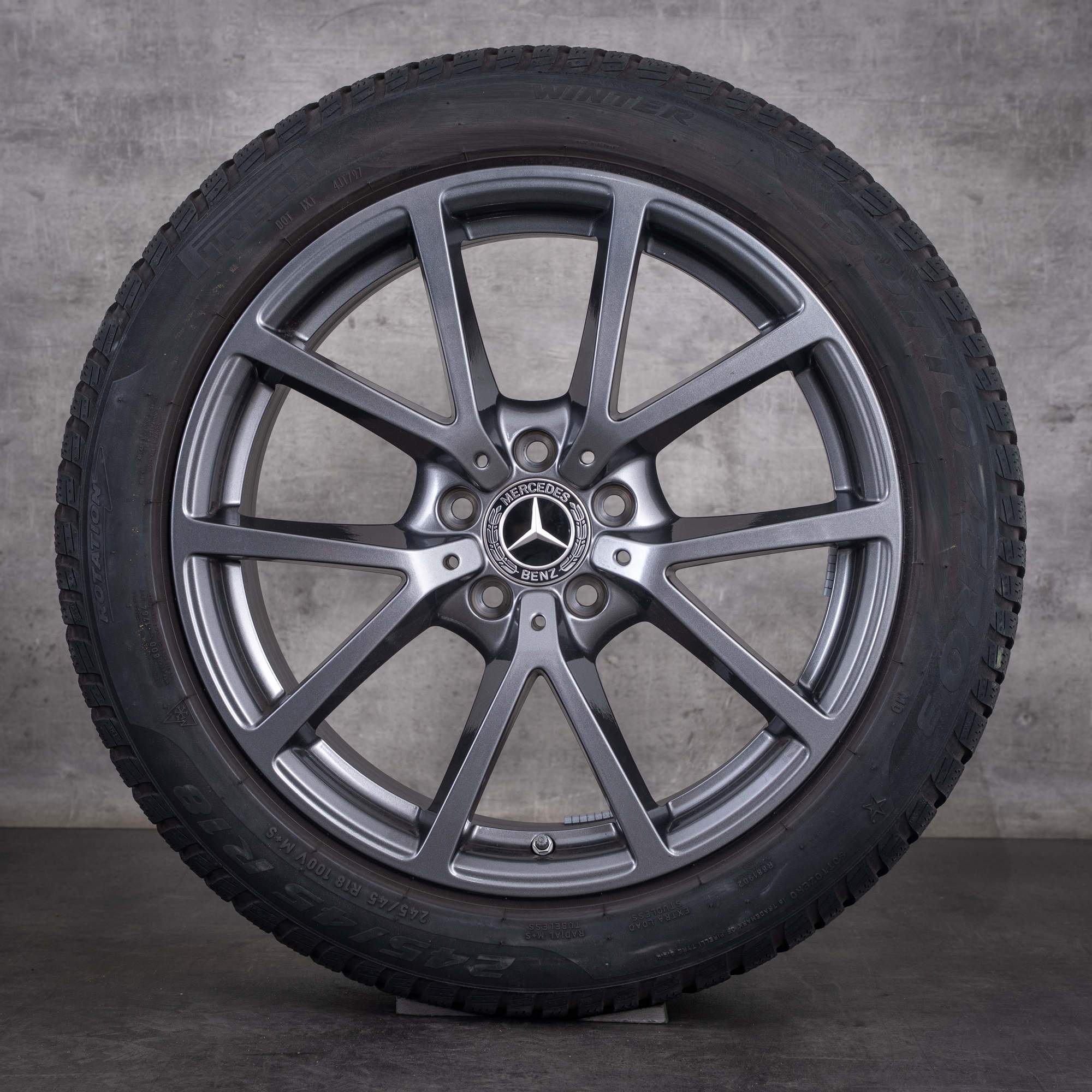 Original Mercedes-Benz CLE Winterräder 18 Zoll W236 Felgen A2364010300 5-V-Speiche tremolit grey glanz