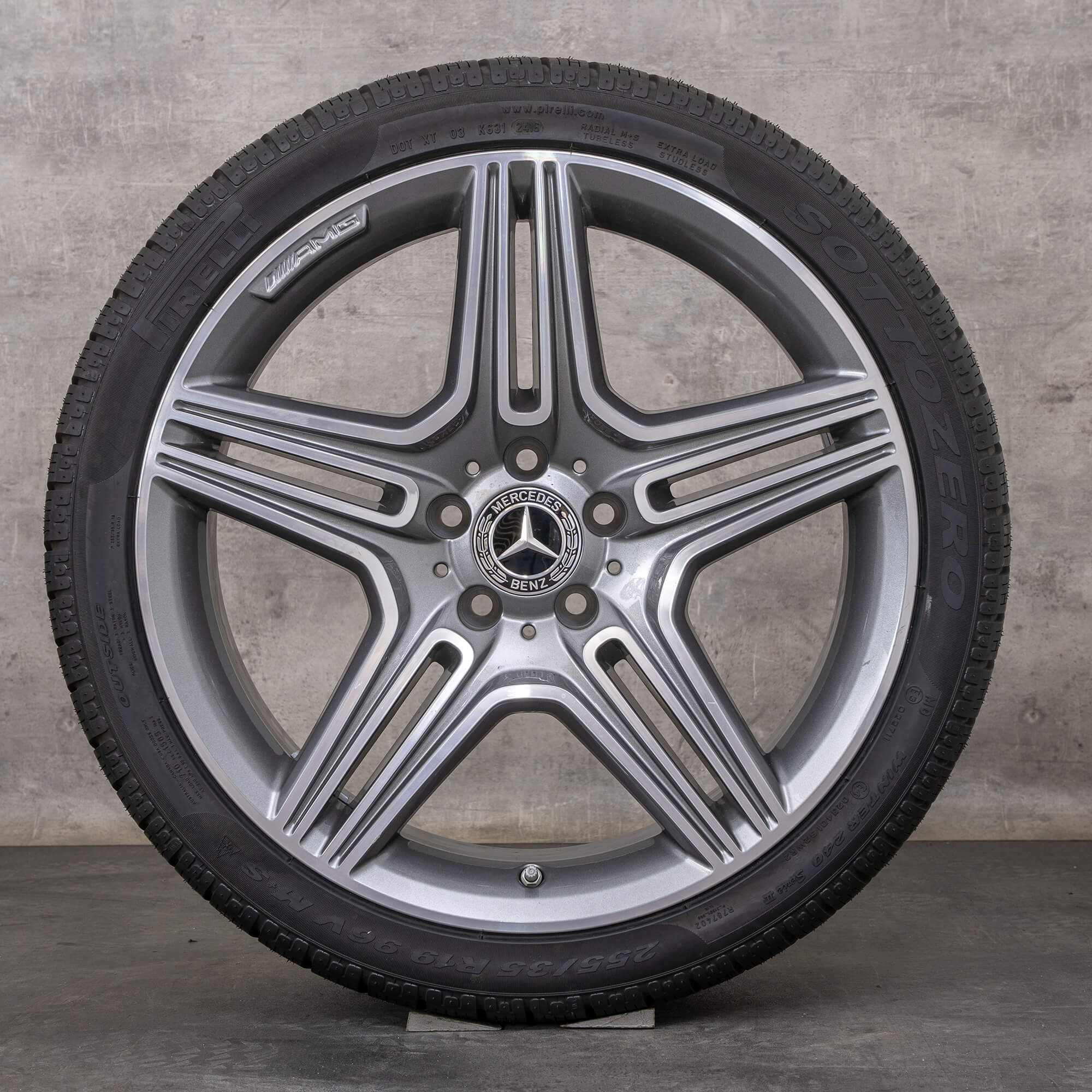 Originali Mercedes Benz SL 63 & 65 AMG cerchi con gomme invernali da 19 pollici R231 W231 auto A2314010000 A2314011902 grigio himalaya lucido tornito