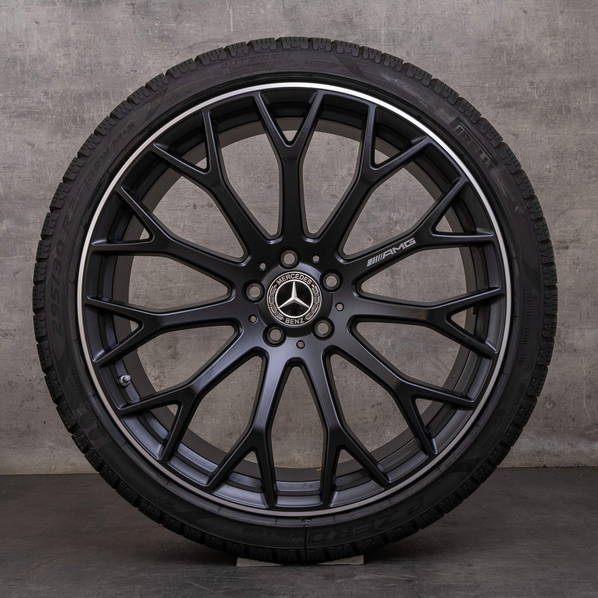Originale Mercedes Benz SL AMG vinterhjul 21 tommers R232 felger A2324012700 A2324012800 svart matt blank snudd NY