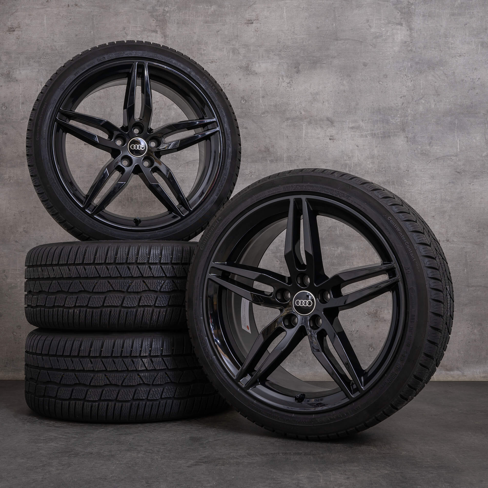 Original Audi A5 S5 Winterräder 19 Zoll F5 8W B9 Felgen 8W0601025AM schwarz glanz