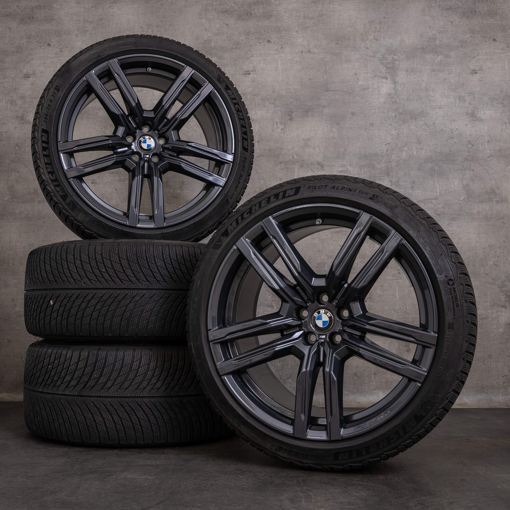Originale BMW X5M X6M vinterdæk med fælge 21 tommer F95 F96 styling 808 M 8090794 8090795 orbit grey gloss