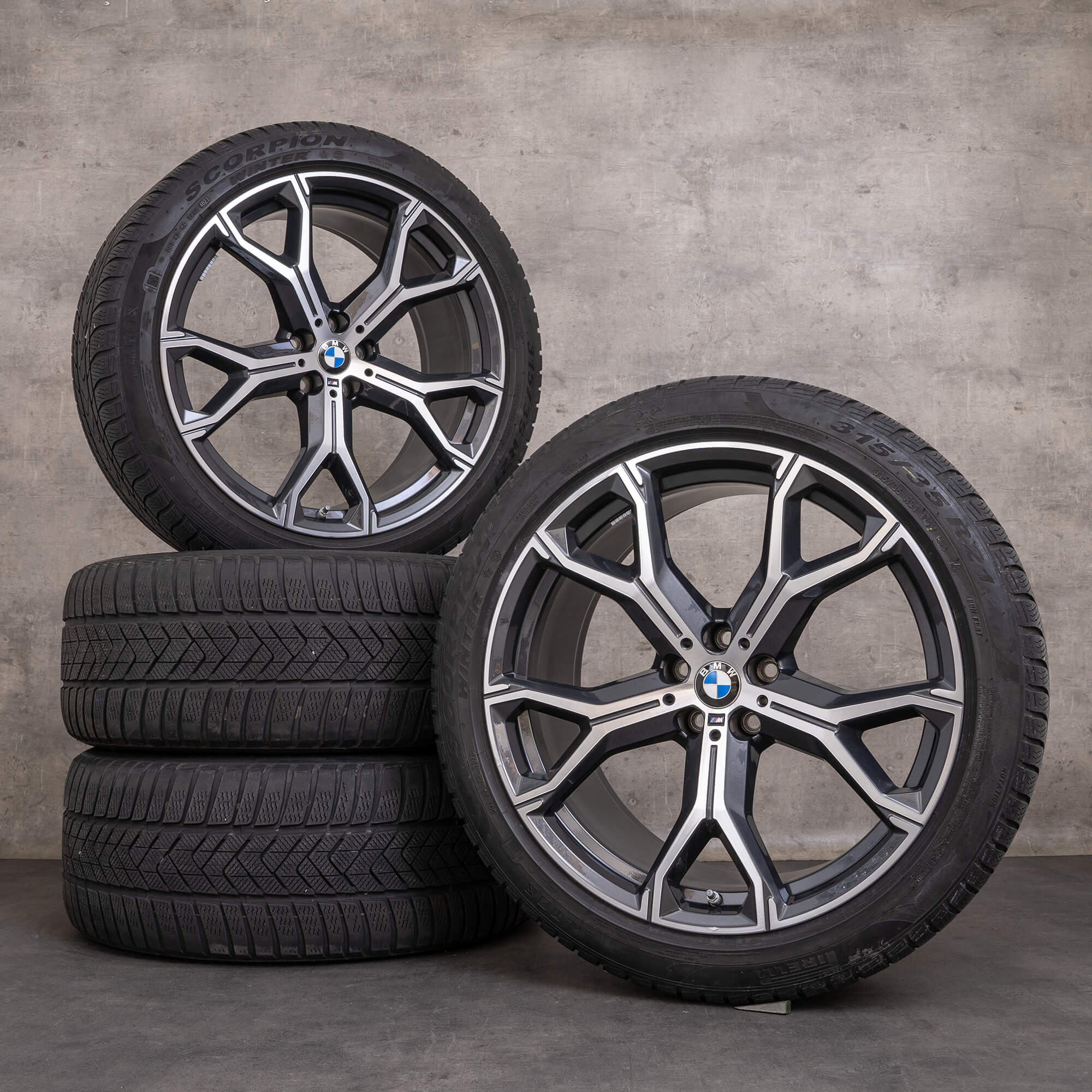 Jantes de inverno BMW X5 X6 originais 21 polegadas G05 G06 jantes estilo 741 M 8071998 8071999 bicolor orbitgrey brilhante torneado