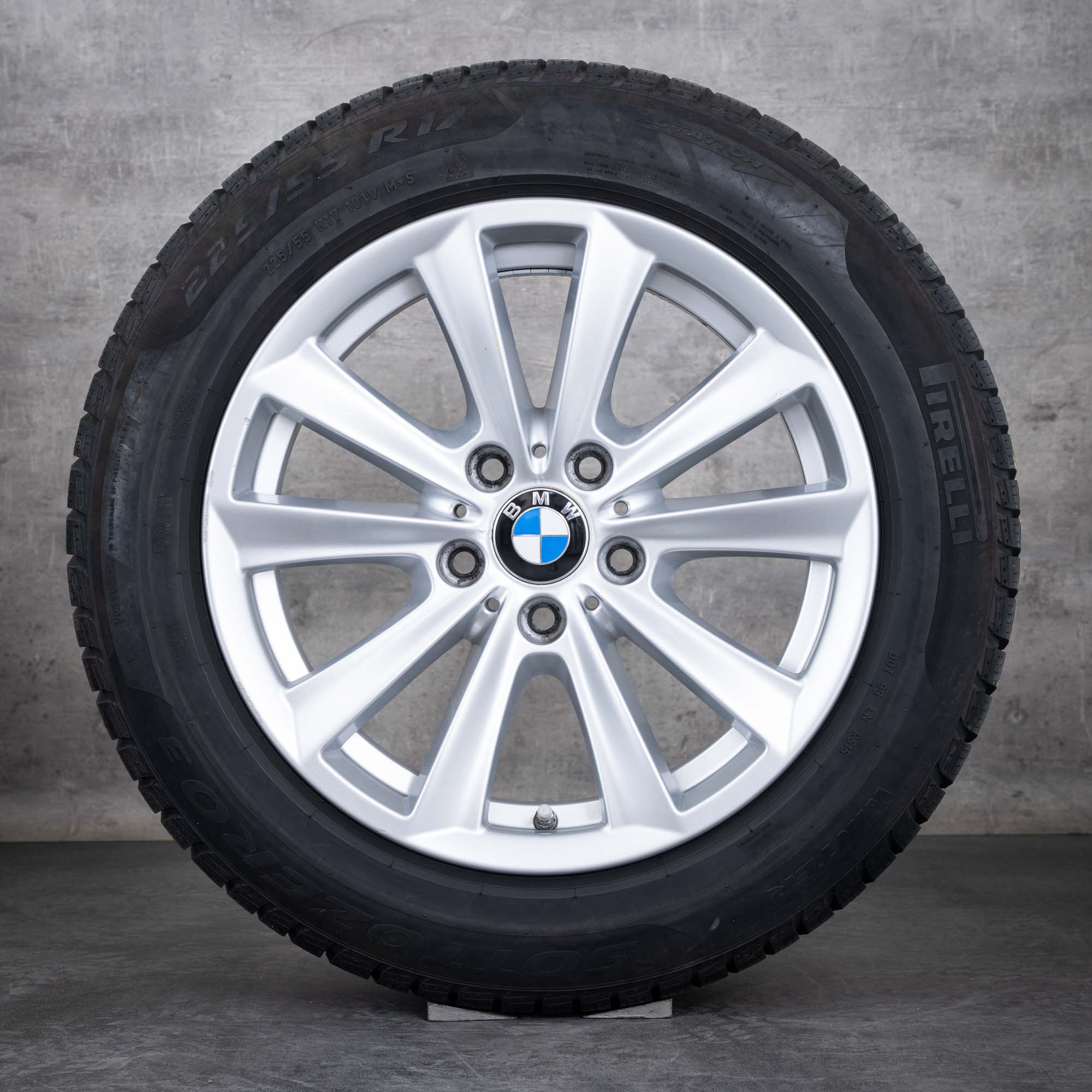 Oryginalne koła zimowe BMW Serii 5 6 17 cali F10 F11 F12 F13 F06 Gran Coupe felgi stylizacja 236 6780720 srebrne błyszczące