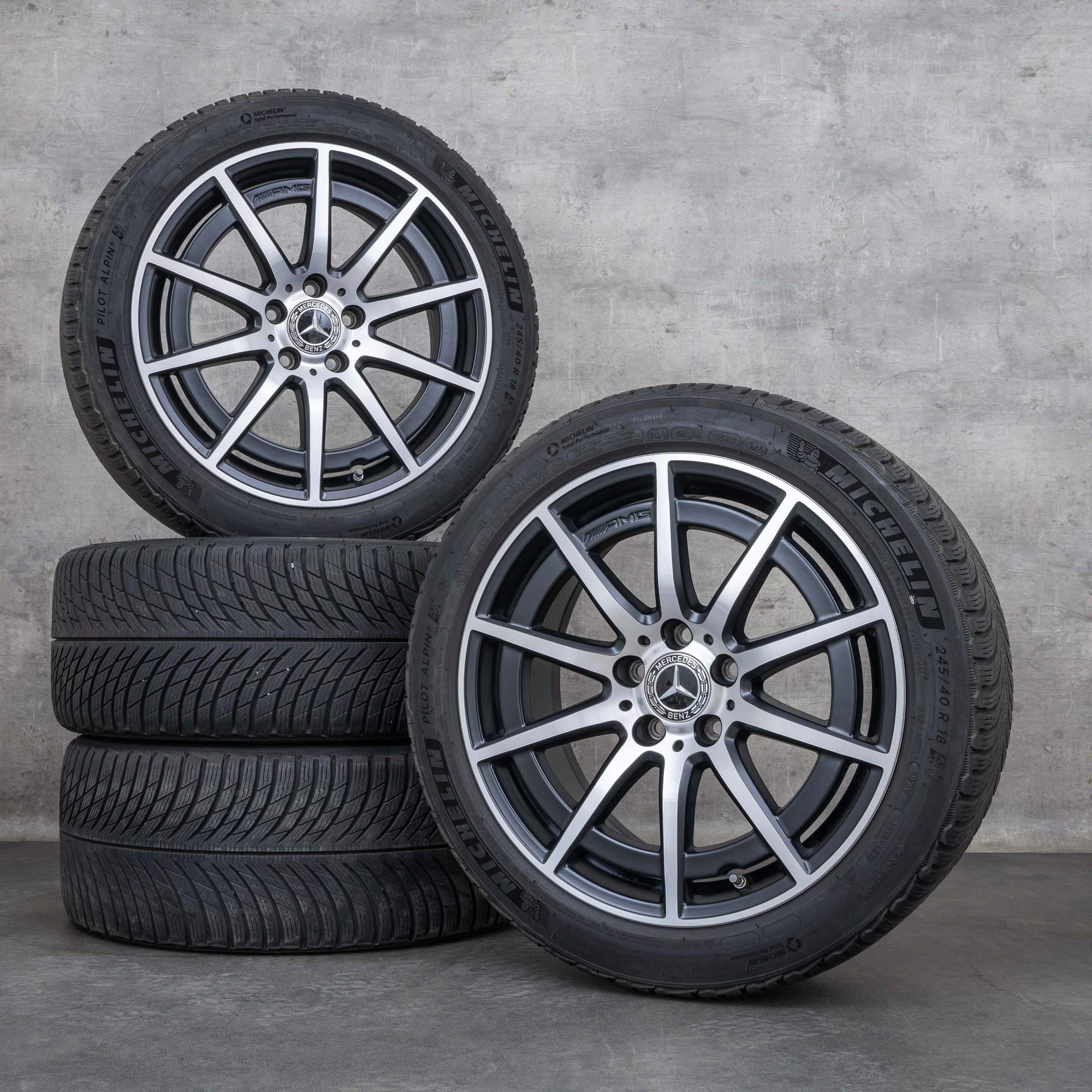 Orijinal Mercedes Benz A-Serisi A45 CLA 45 AMG kış jant lastikleri 18 inç W177 V177 C118 X118 jantlar A1774012100 siyah mat diamond kaplama