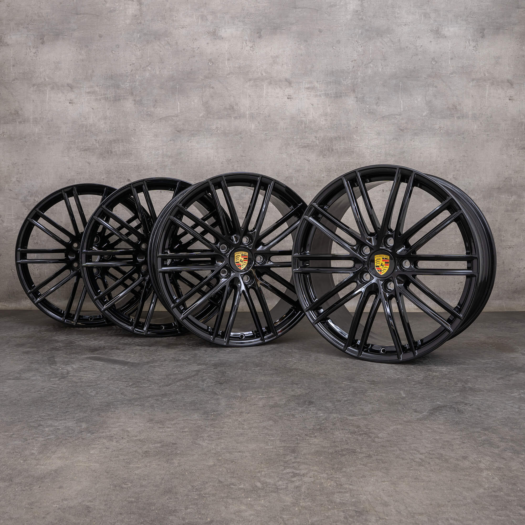 OEM Porsche Boxster Cayman 718 20-inch rims, 982 Styling, 911 Turbo, 982601025F, 982601025G, Gloss Black