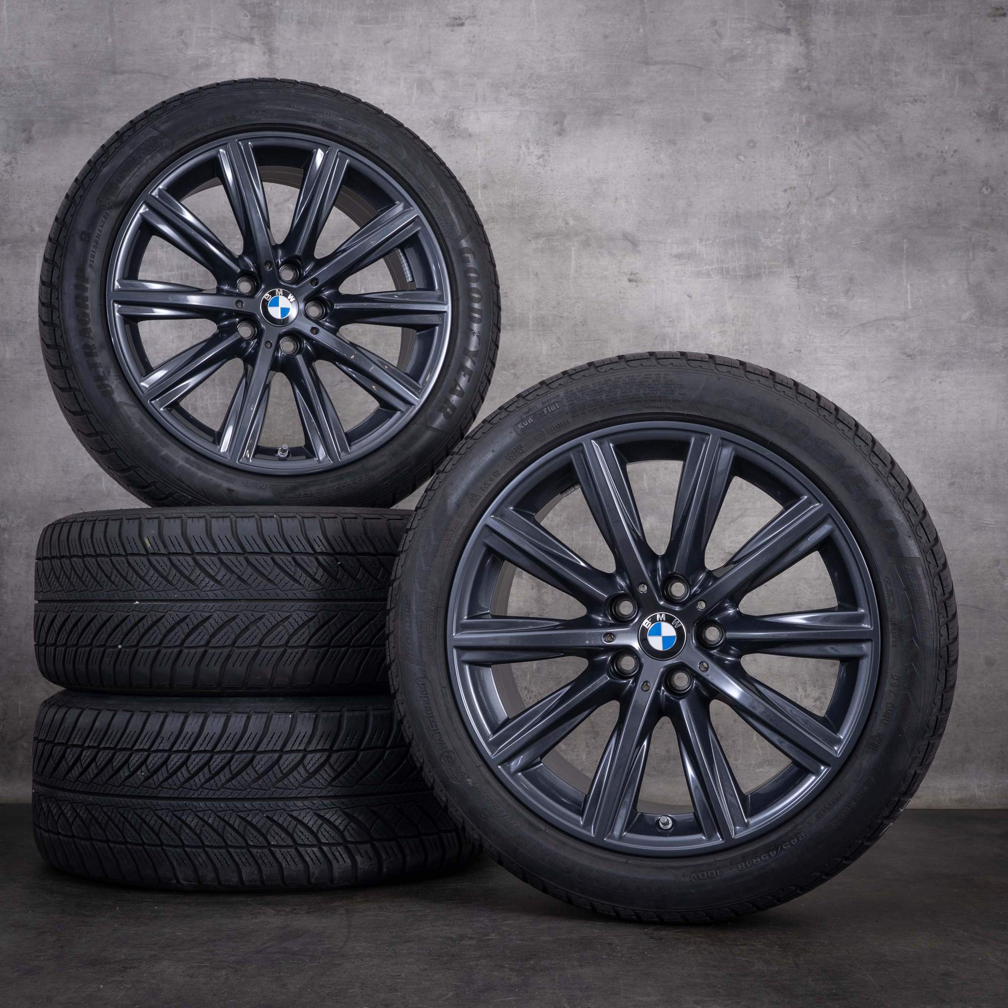 Original BMW 5er Winterräder 18 Zoll G30 G31 Felgen Styling 684 6874441 midnight grey glanz
