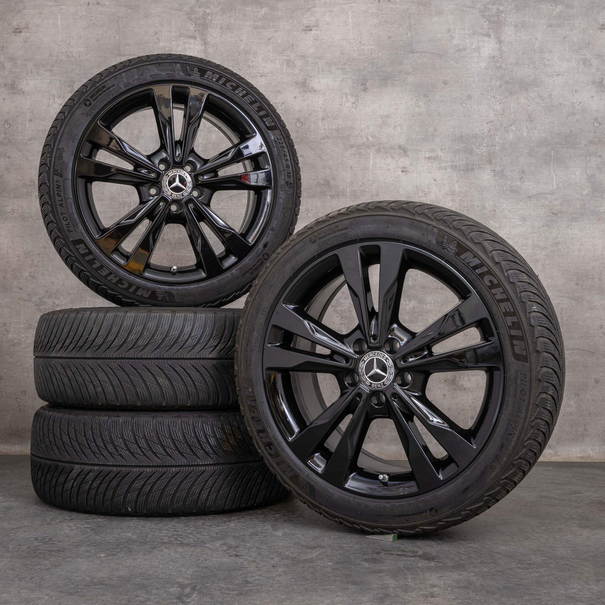 Oryginalne felgi Mercedes Benz Klasa C 18 cali W205 S205 C205 A205 koła letnie A2054012802 czarny błyszczący