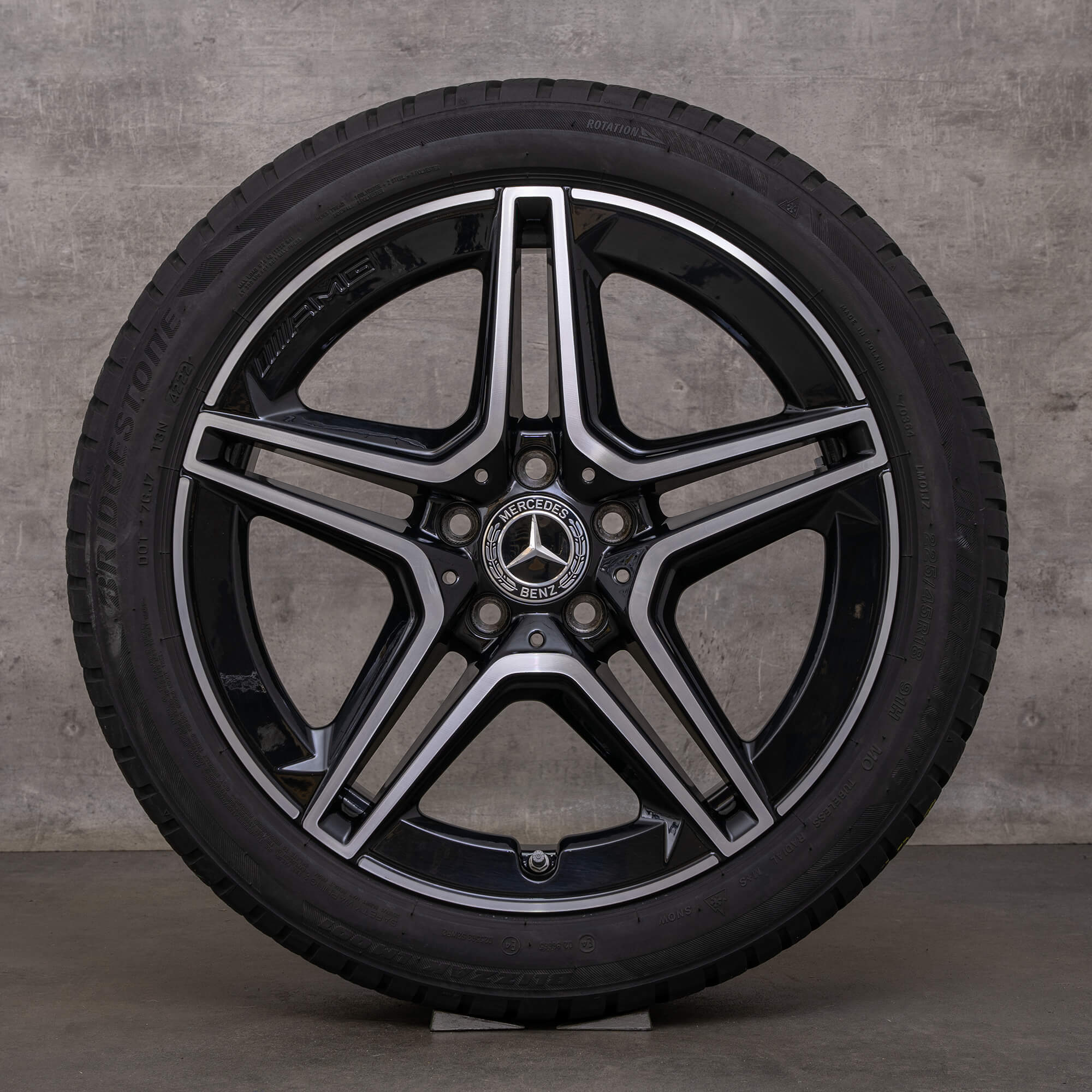 Original AMG Mercedes Benz A B Class CLA roues d'hiver complètes 18 pouces W177 V177 W247 X118 C118 jantes A1774011500 noir brillant