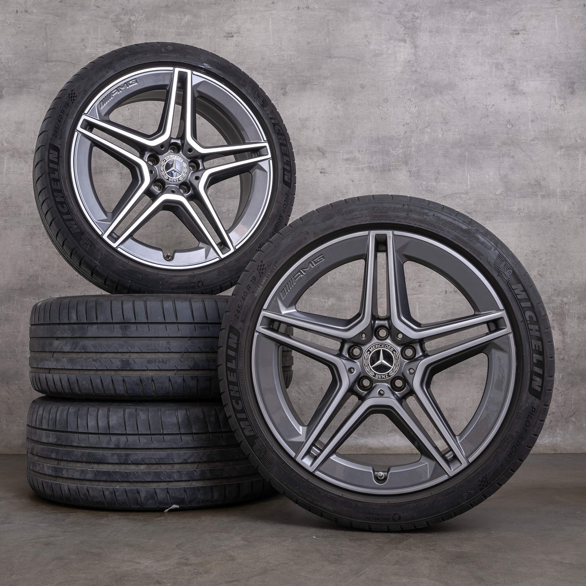 Oryginał Mercedes Benz CLS AMG felgi 19 cali C257 letnie koła A2574011500 himalaya szary polerowane