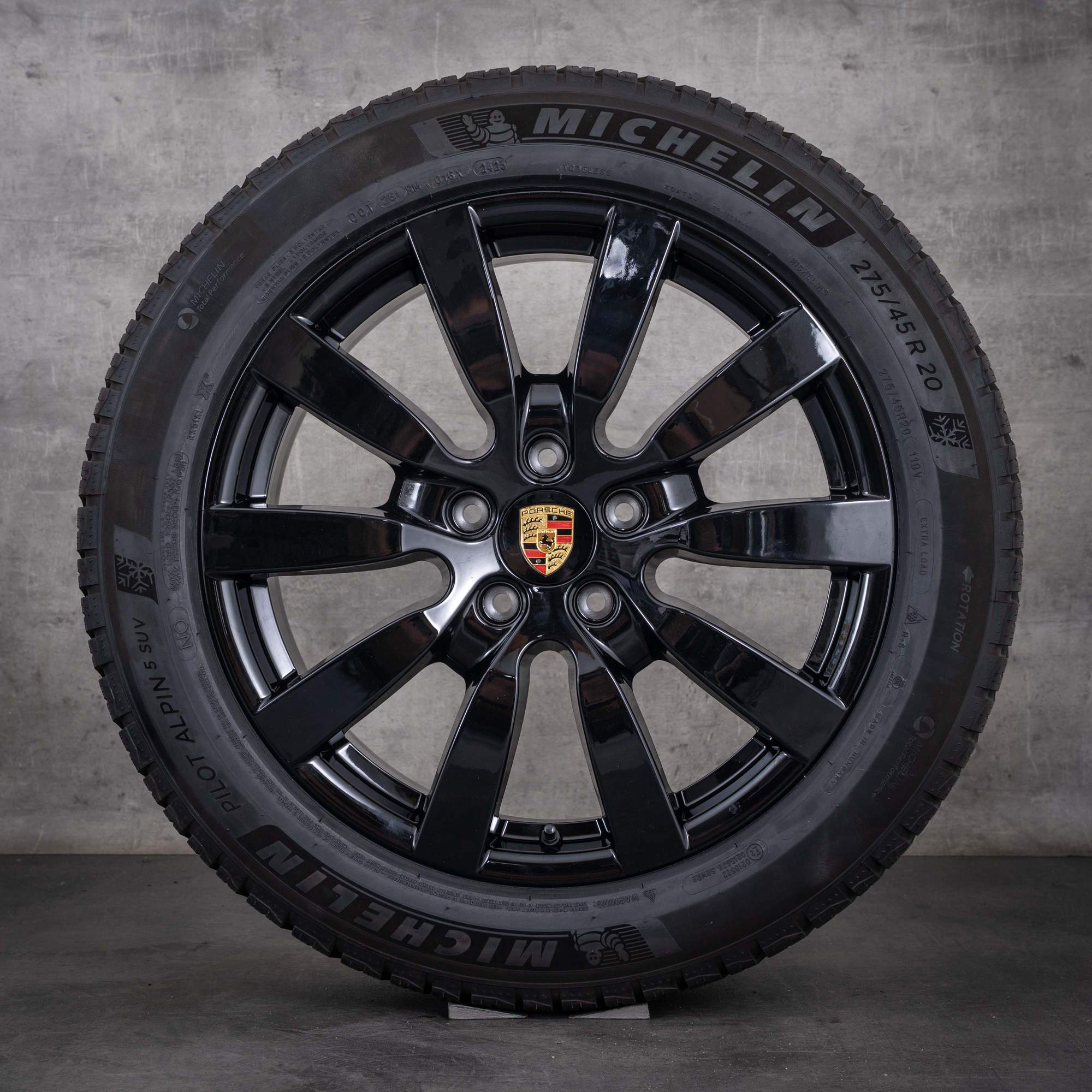 Alkuperäiset Porsche Cayenne 958 -talvirenkaat 20 tuuman E2-vanteet 7P5601025B kiiltävä musta
