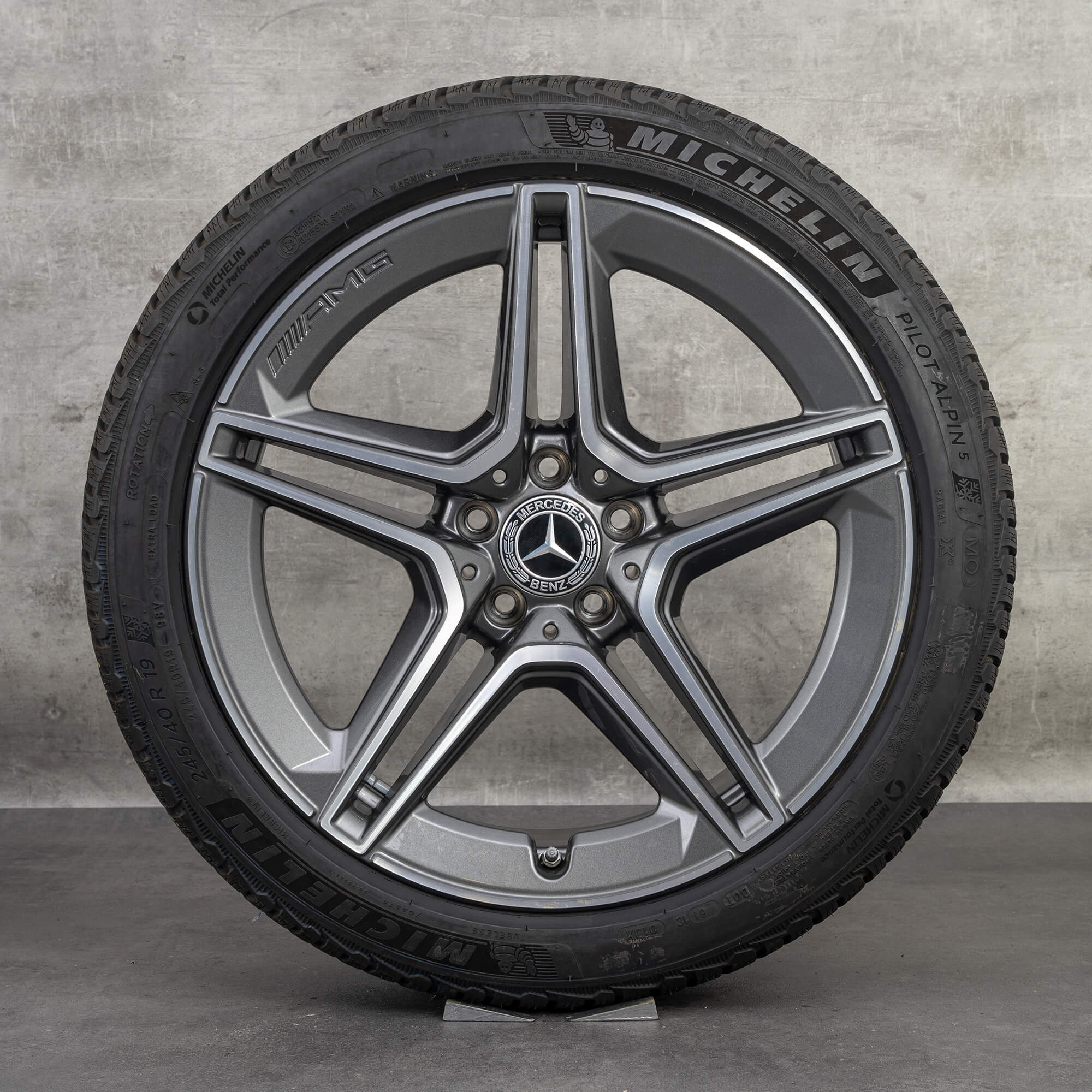 Original Mercedes Benz CLS 53 AMG vinterhjul 19 tum C257 fälgar A2574013000 A2574011600 himalaya grå glansig vänd NY