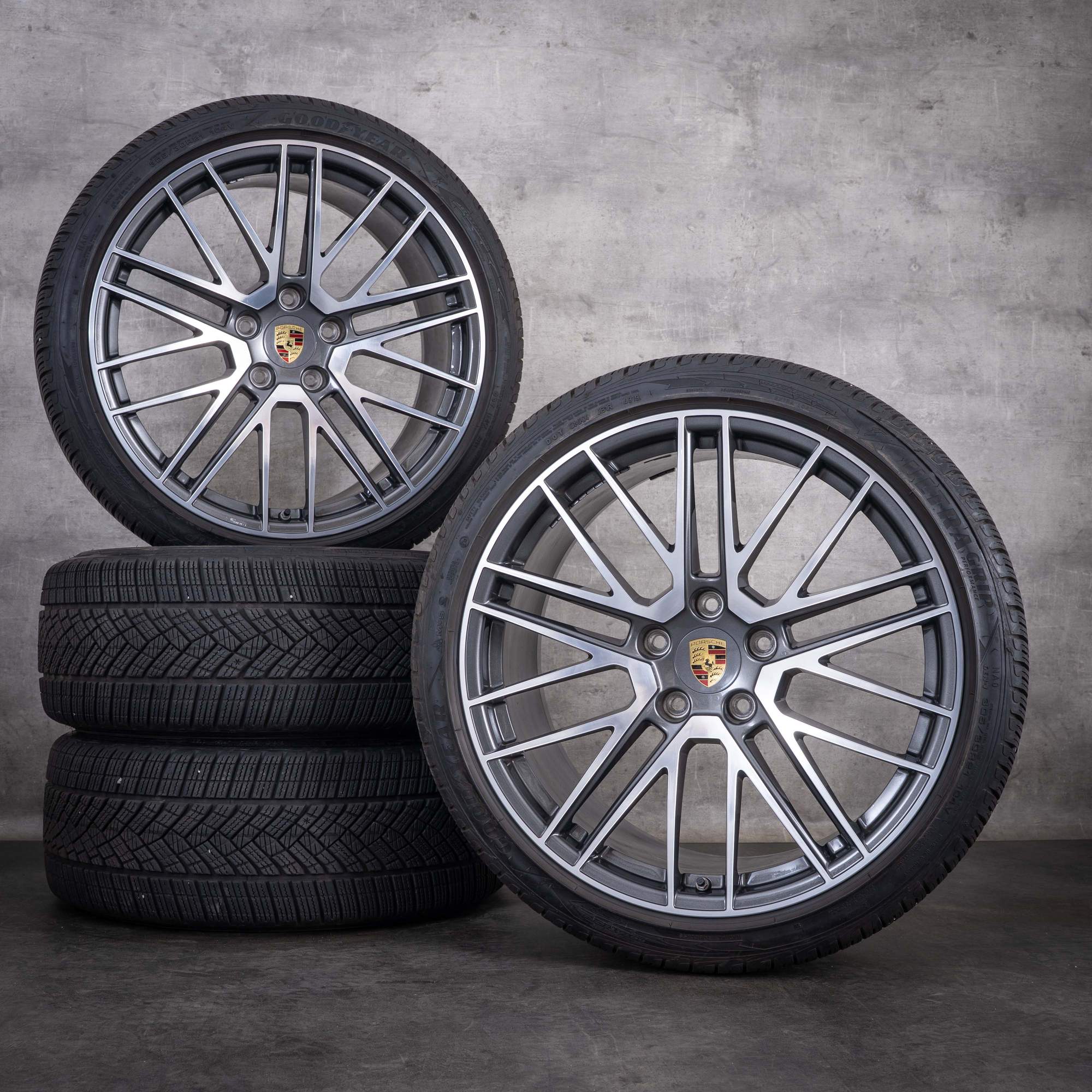 Roues hiver d'origine Porsche 992 20 21 pouces Turbo S Cabriolet 992044603AA titane face avant diamantée