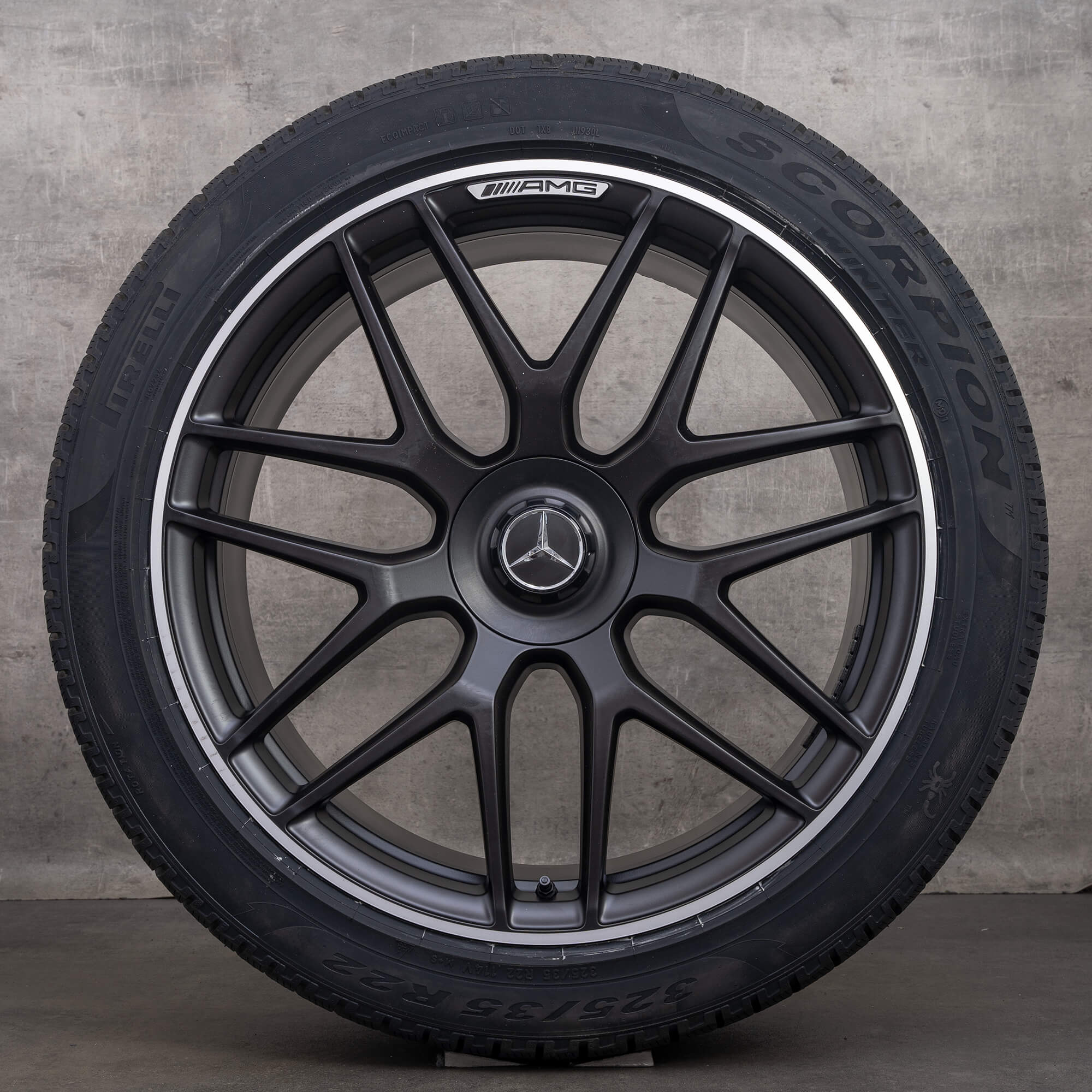 Oryginalne koła zimowe do Mercedes-Benz GLE 53 63 S AMG 22 cale felgi X167 C167 numery katalogowe A1674015601 A1674015701 czarne matowe z efektem diamond cut NOWE