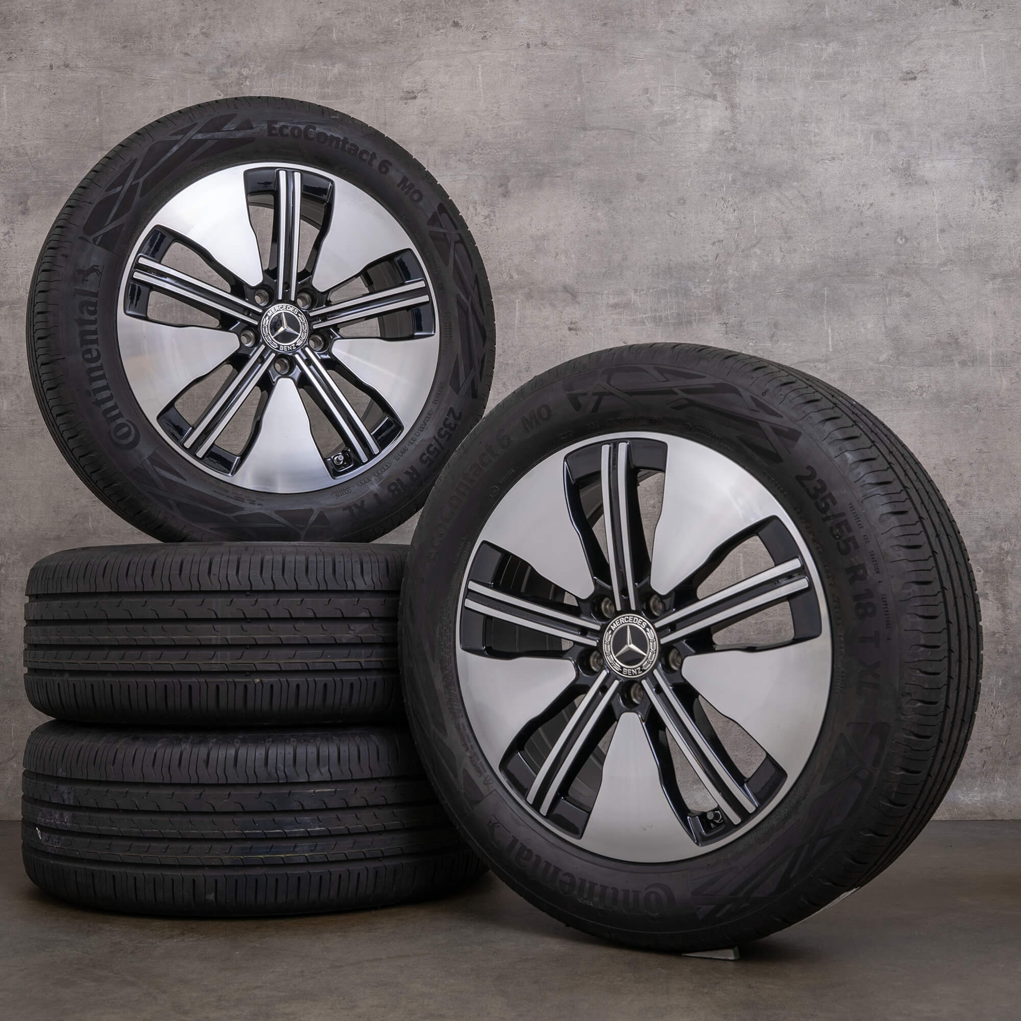 OEM Mercedes Benz EQA EQB winter wheels 18 inch H243 X243 rims A2434011300 black glossy turned