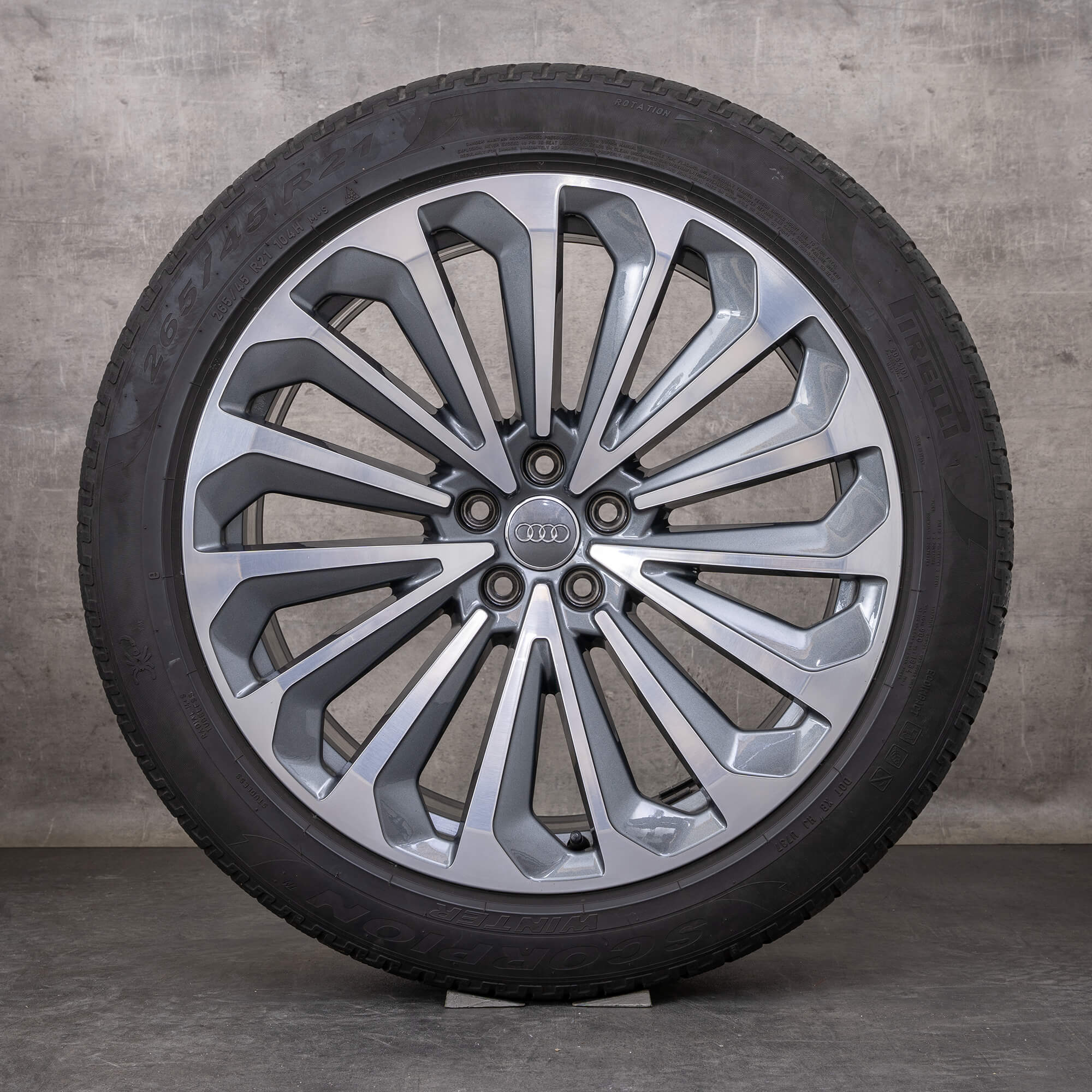 Oryginał Audi Q8 e-tron koła zimowe 21 cali felgi GE 4KE601025G tytanowe polerowane