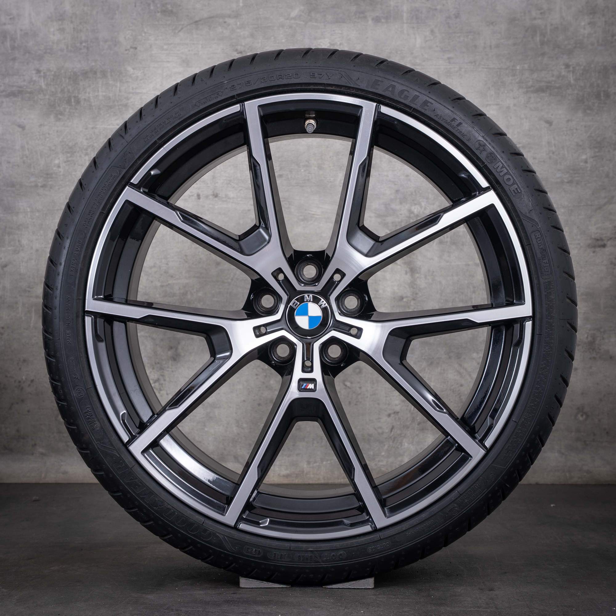 Jante originale BMW Seria 8 de 20 inch G14 G15 G16 anvelope de vară stil 728 M 8072023 8072024 negre diamantate
