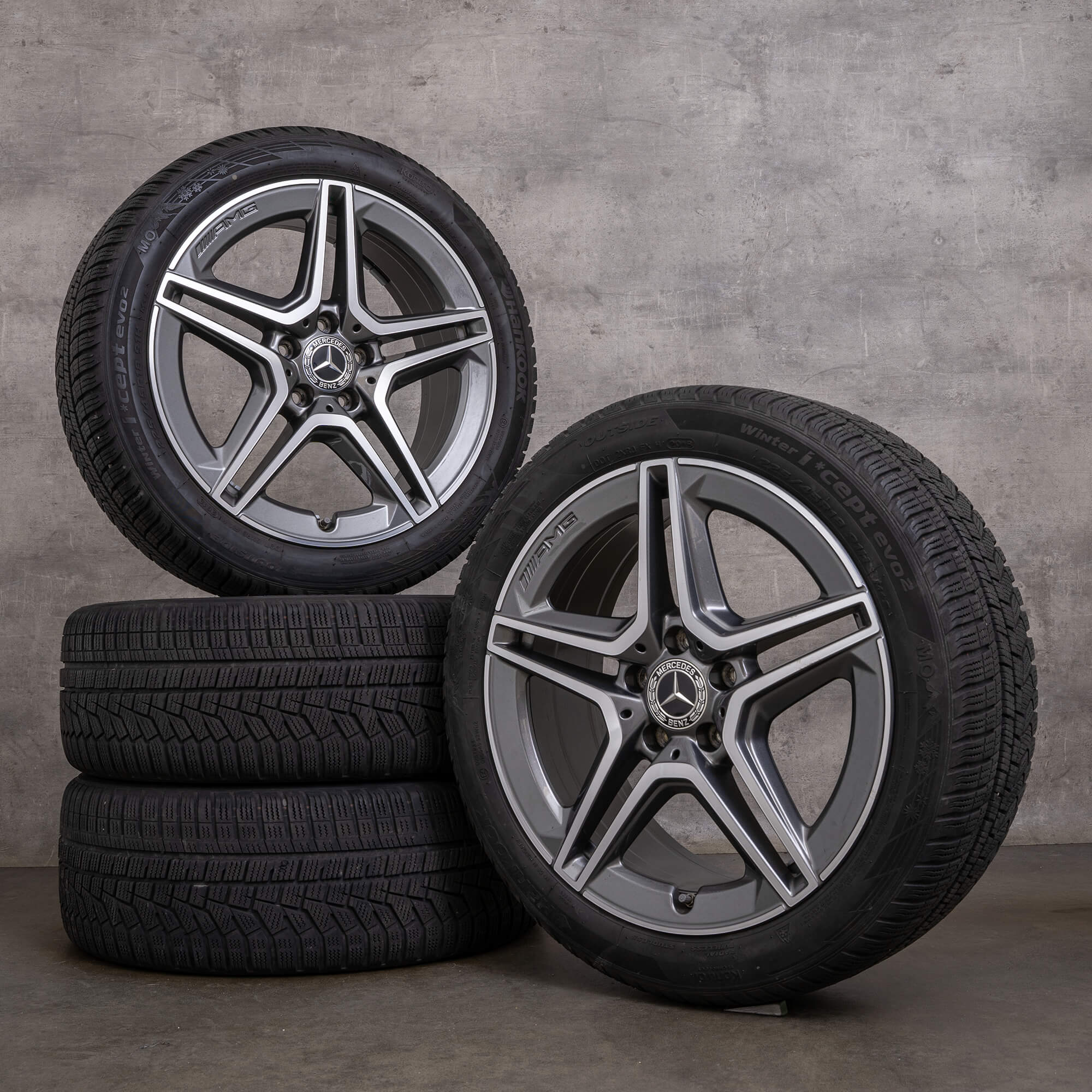 Genuine AMG Mercedes Benz Clase A B CLA llantas de invierno 18 pulgadas W177 V177 W247 X118 C118 A1774011500 negro brillante torneado
