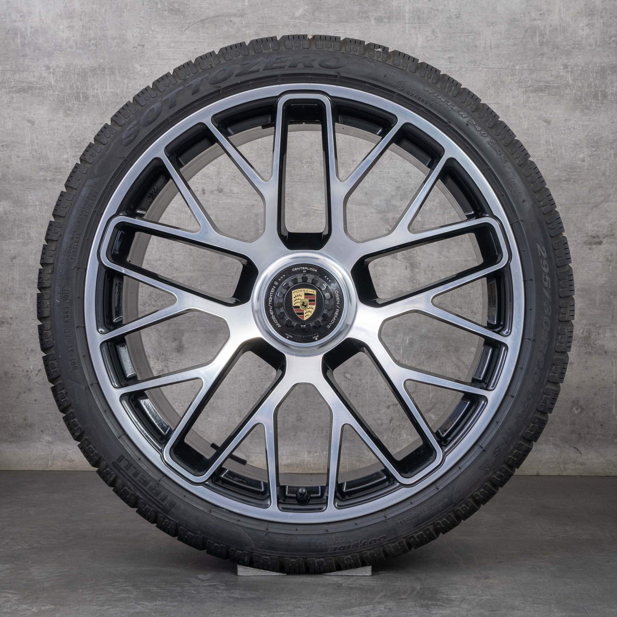 Originale Porsche 991 I II Anvelope de iarnă 20 inch Turbo S jante 99136216134 99136216634 negru Lucios