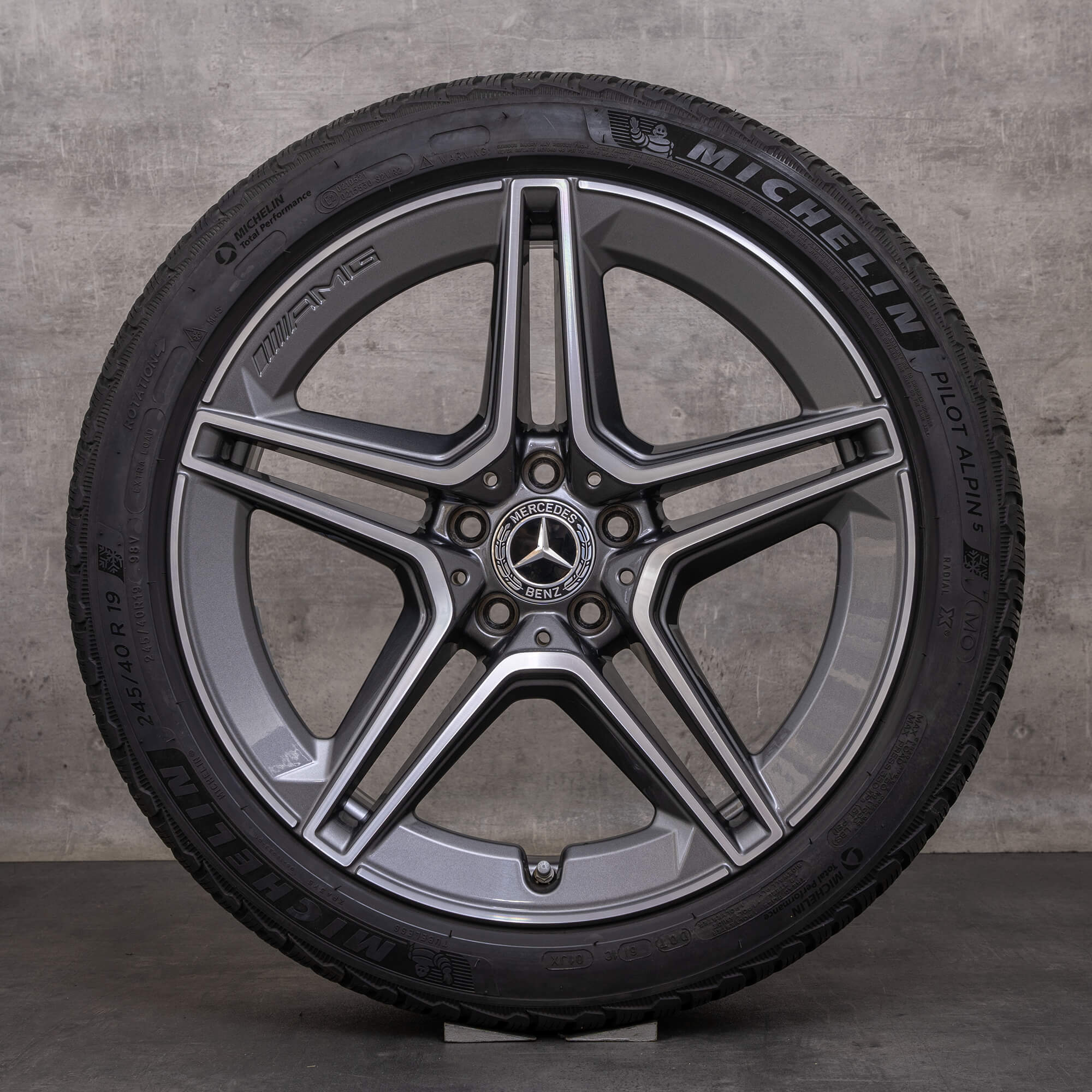 Original Mercedes Benz CLS 53 AMG 4Matic vinterhjul 19 tum C257 fälgar / fälg A2574013000 A2574011500 himalaya grå glansig svarvad