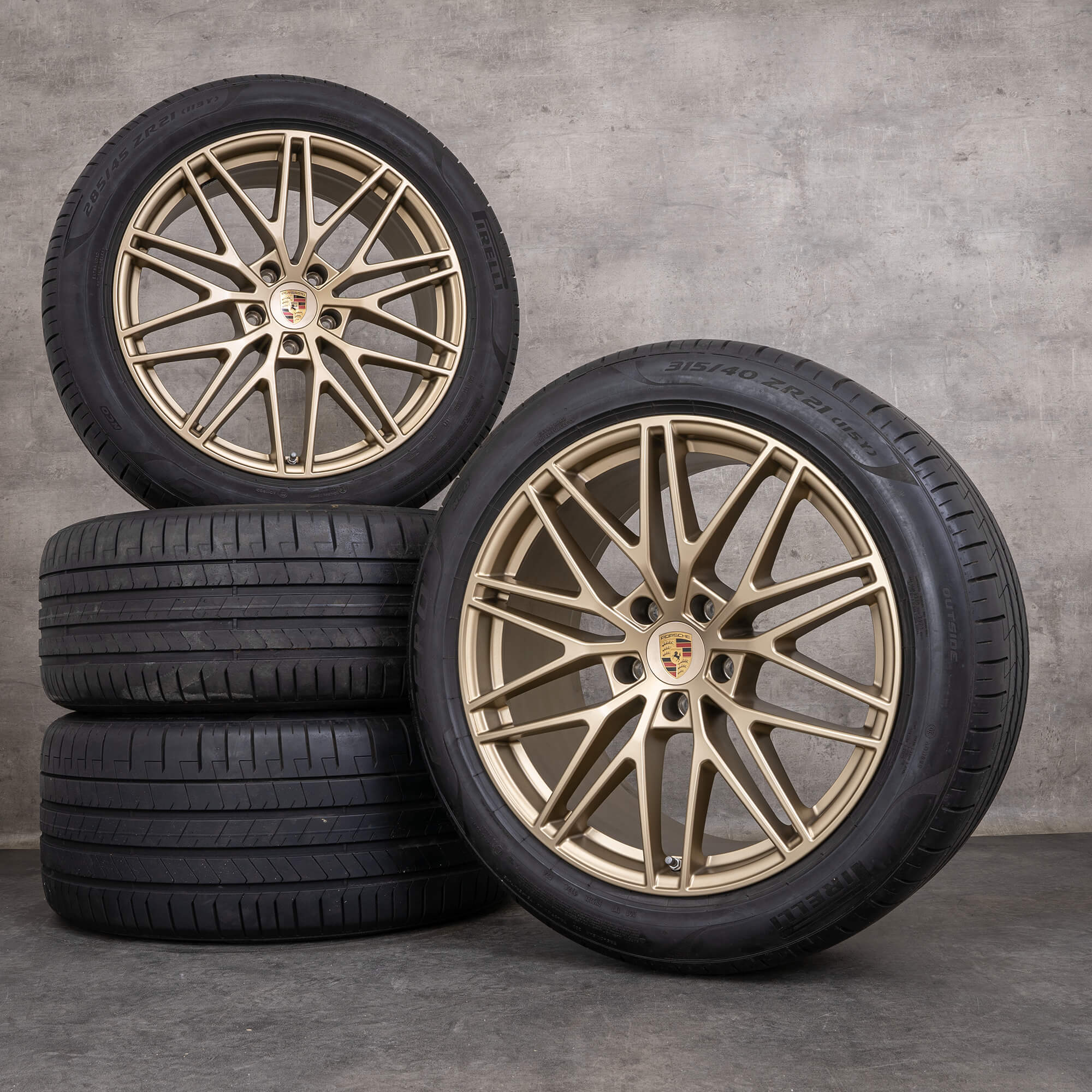 Original Porsche Cayenne Coupe Felgen 21 Zoll 9YA Sommerräder RS Spyder 9Y0601025ET 9Y3601025CS neodyme matt