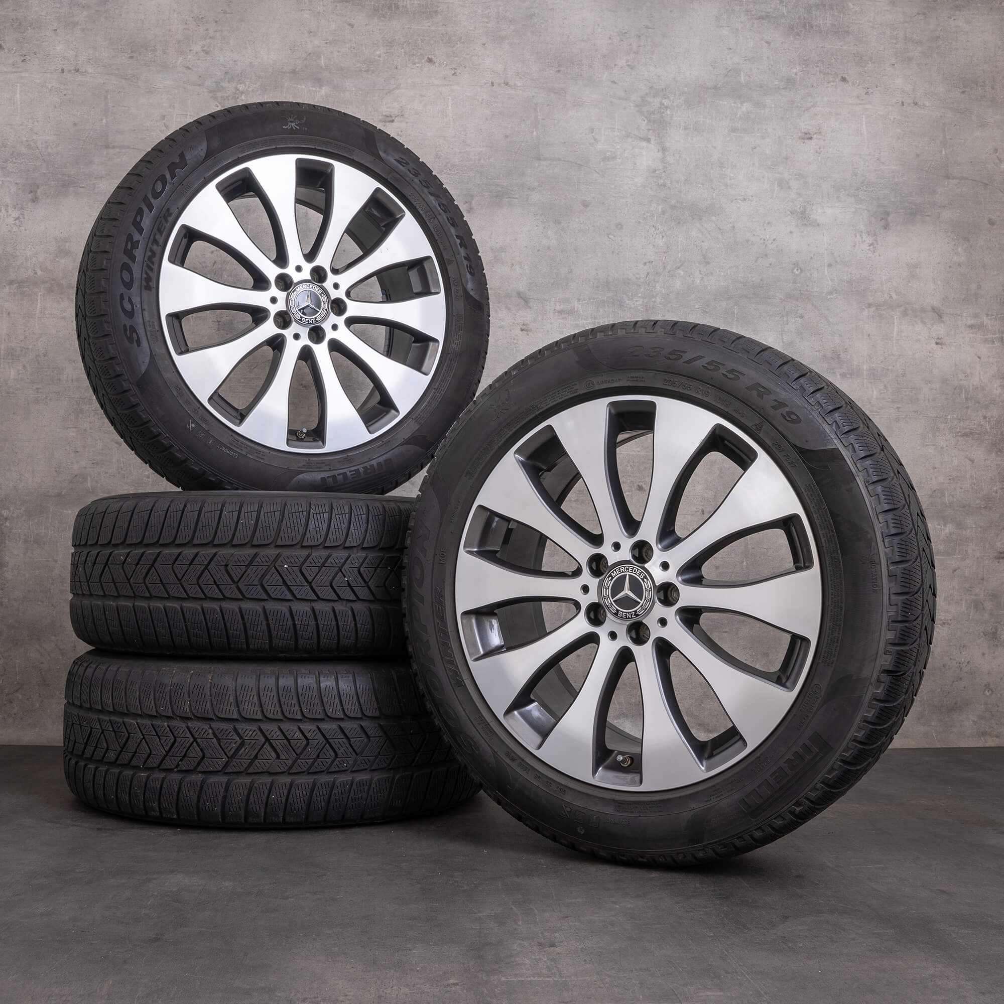 Orijinal Mercedes Benz GLC & 43 kış jant lastikleri 19 inç X253 C253 jantlar A2534012200 himalaya gri parlak tornalanmış