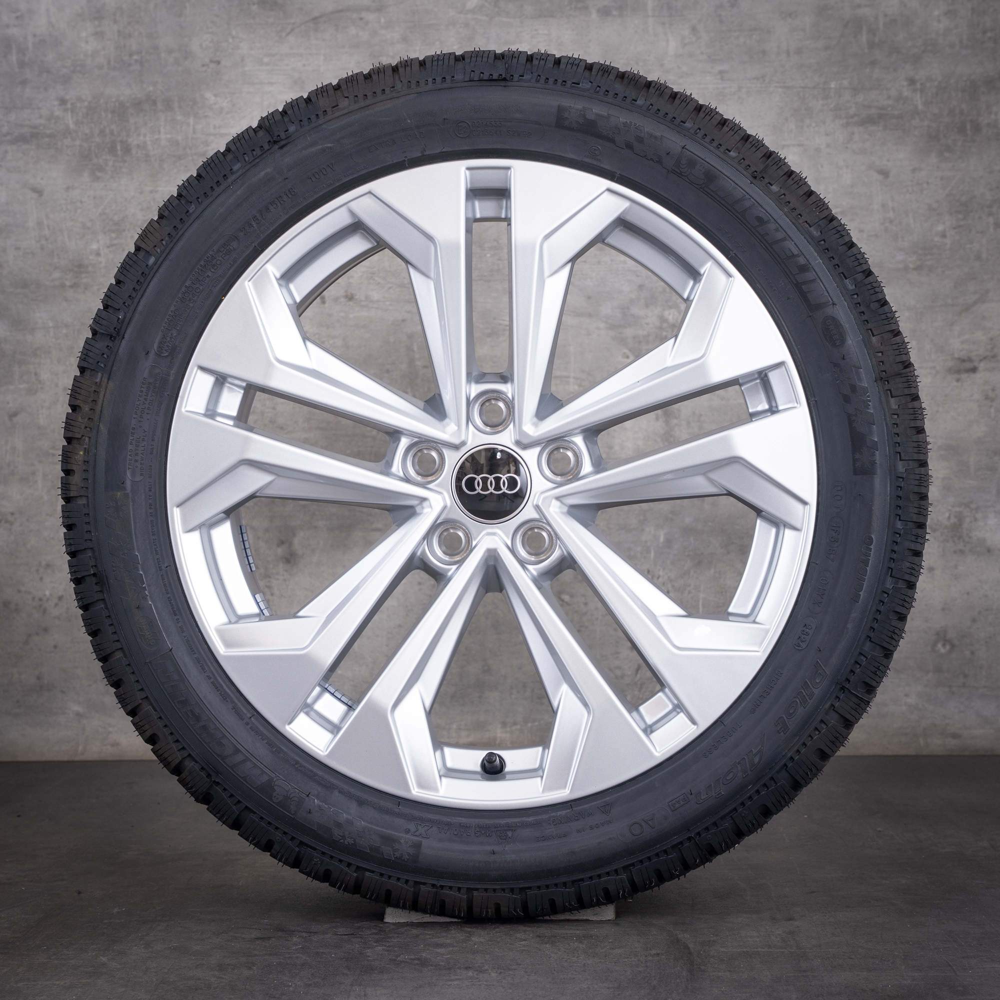 Originale Audi A4 vinterhjul 18 tommer B9 8W Allroad-fælge 8W9601025L sølvblank NYE - hjul 2 af 4