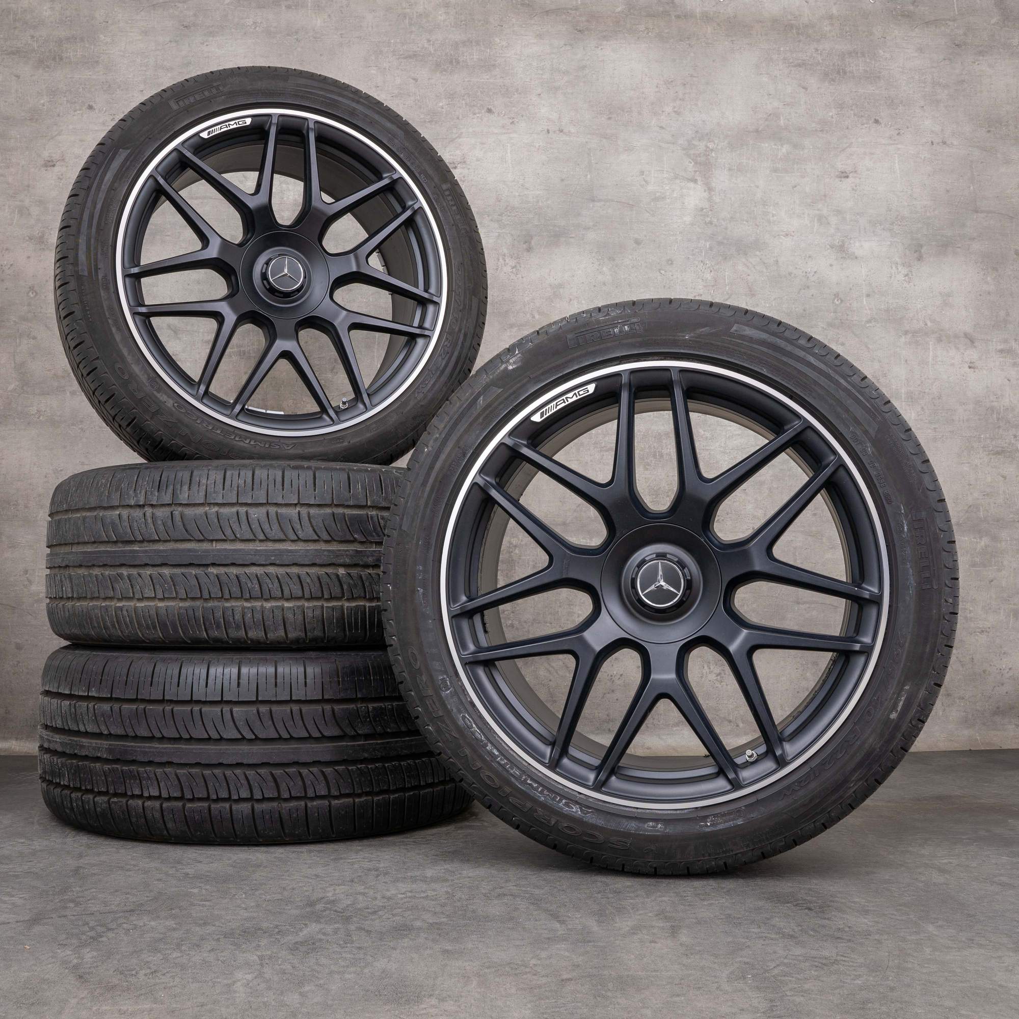 OEM Mercedes Benz G-Class G63 AMG Rims 22 inch W465 W463A Summer wheels A4634012000 Stronger than time black matt polisched